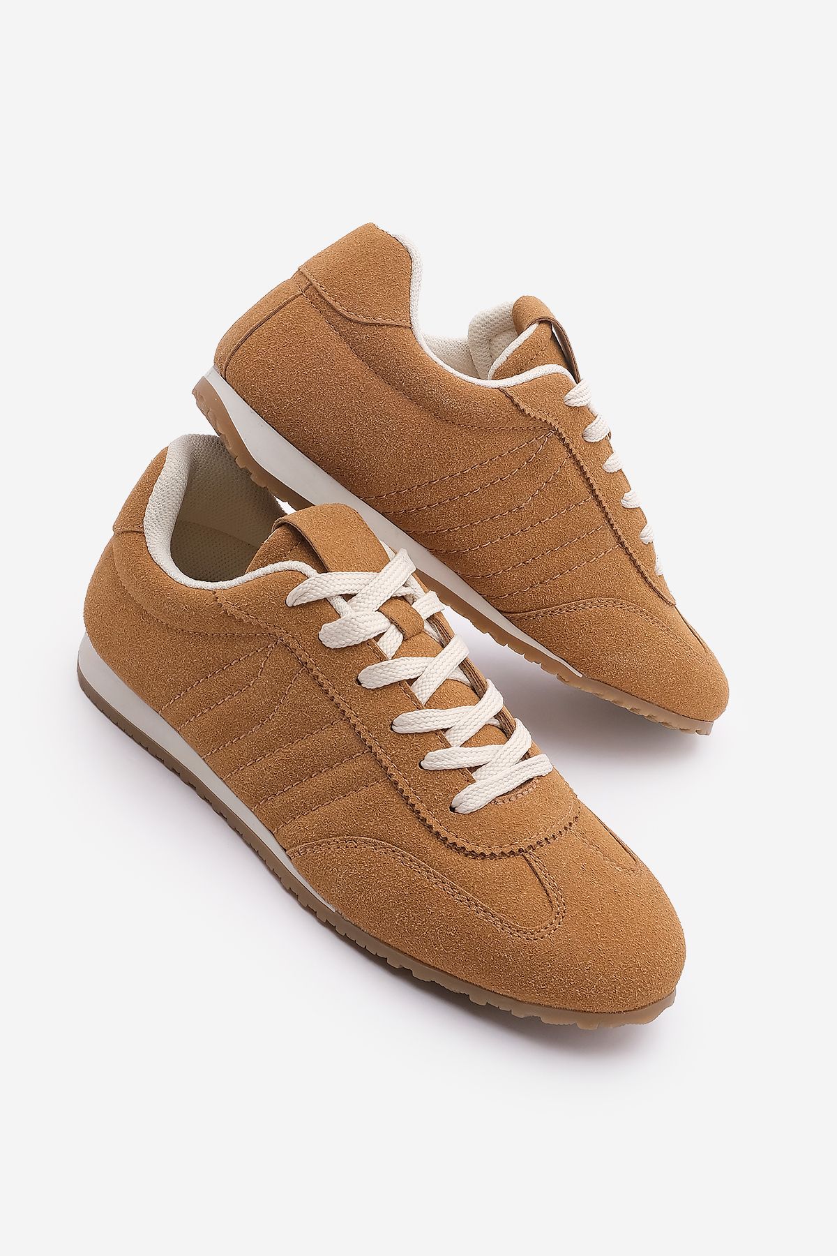 Marjin-Zonya Camel Suede Γυναικεία Sneaker - Ραμμένα Αθλητικά Παπούτσια 1