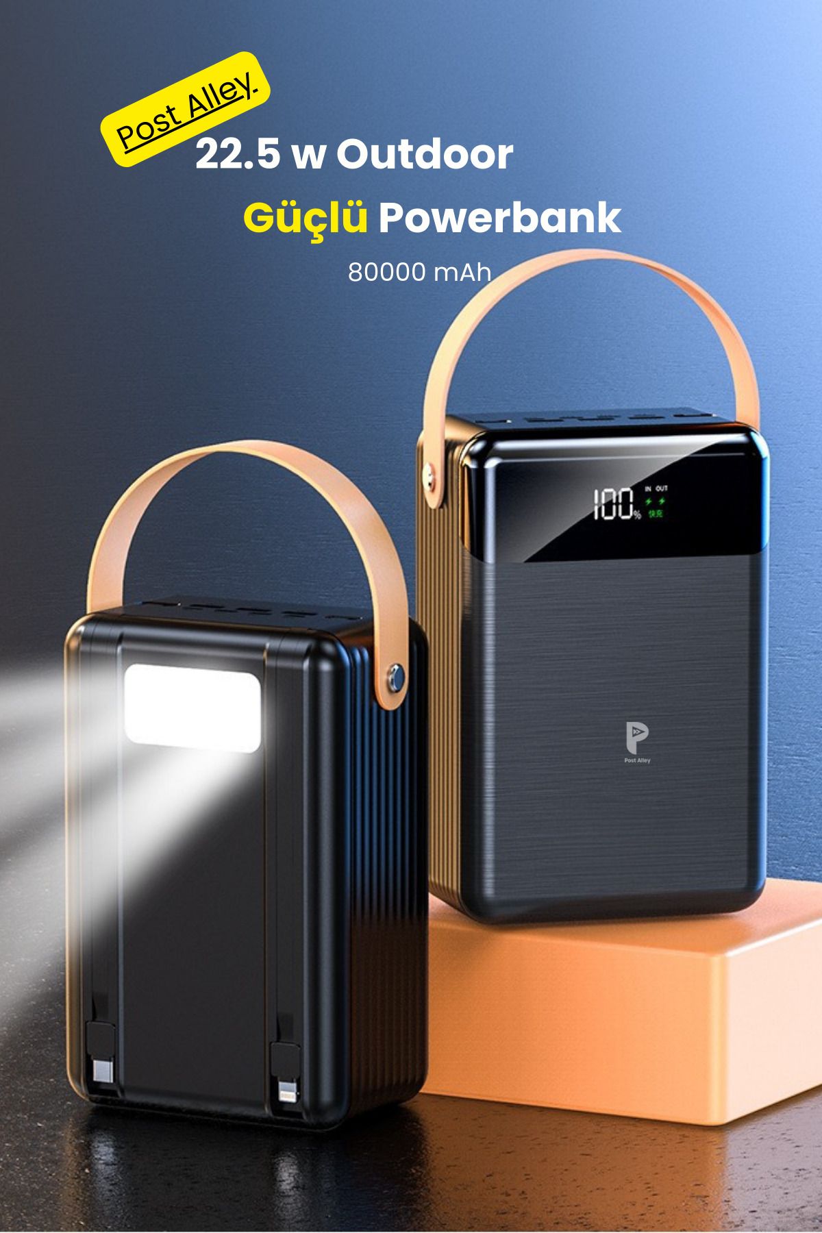 post alley Outdoor Güçlü Powerbank 22.5 W 80.000 mah Yüksek Kapasite