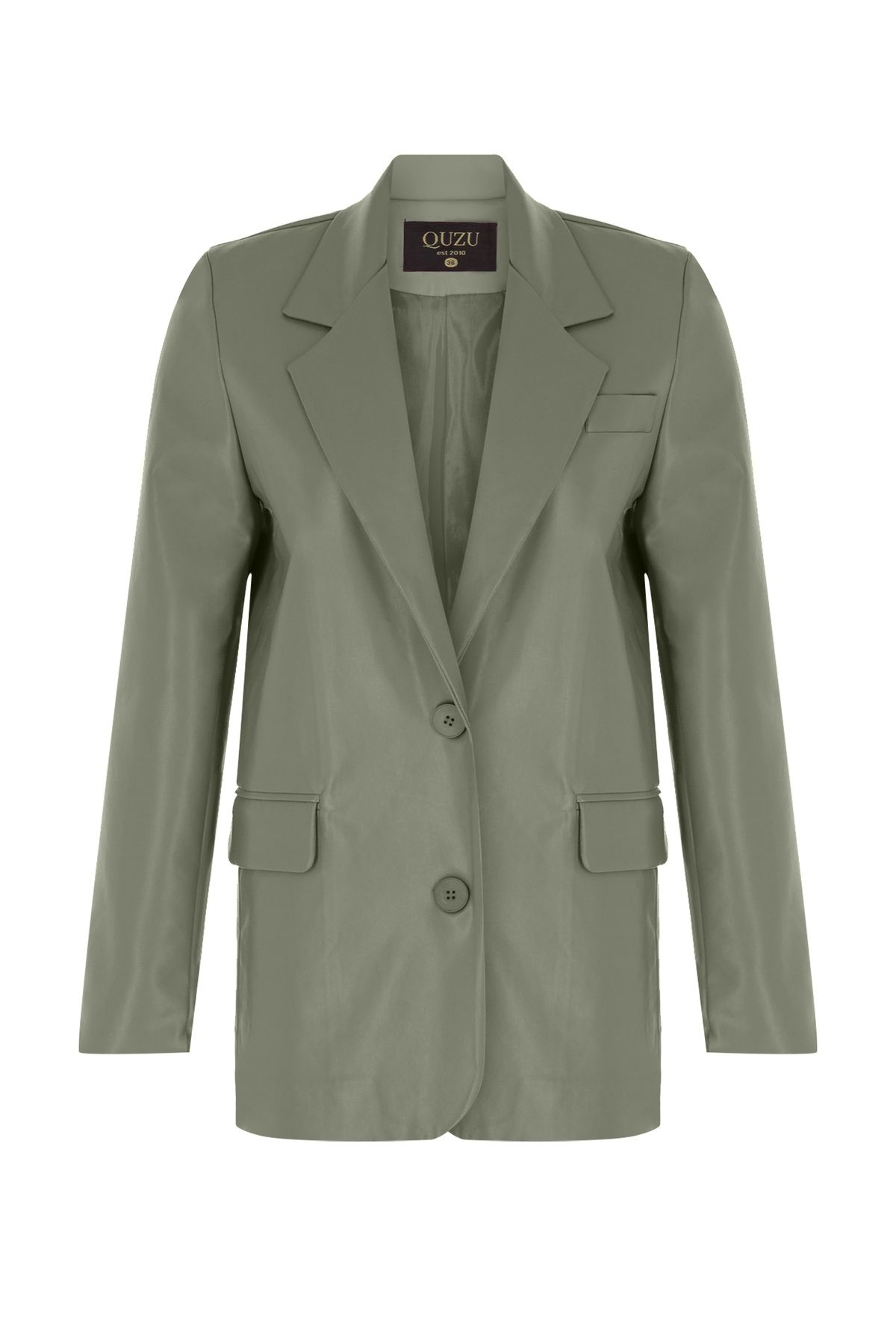 Quzu-Blazer Lederjacke Mint 2