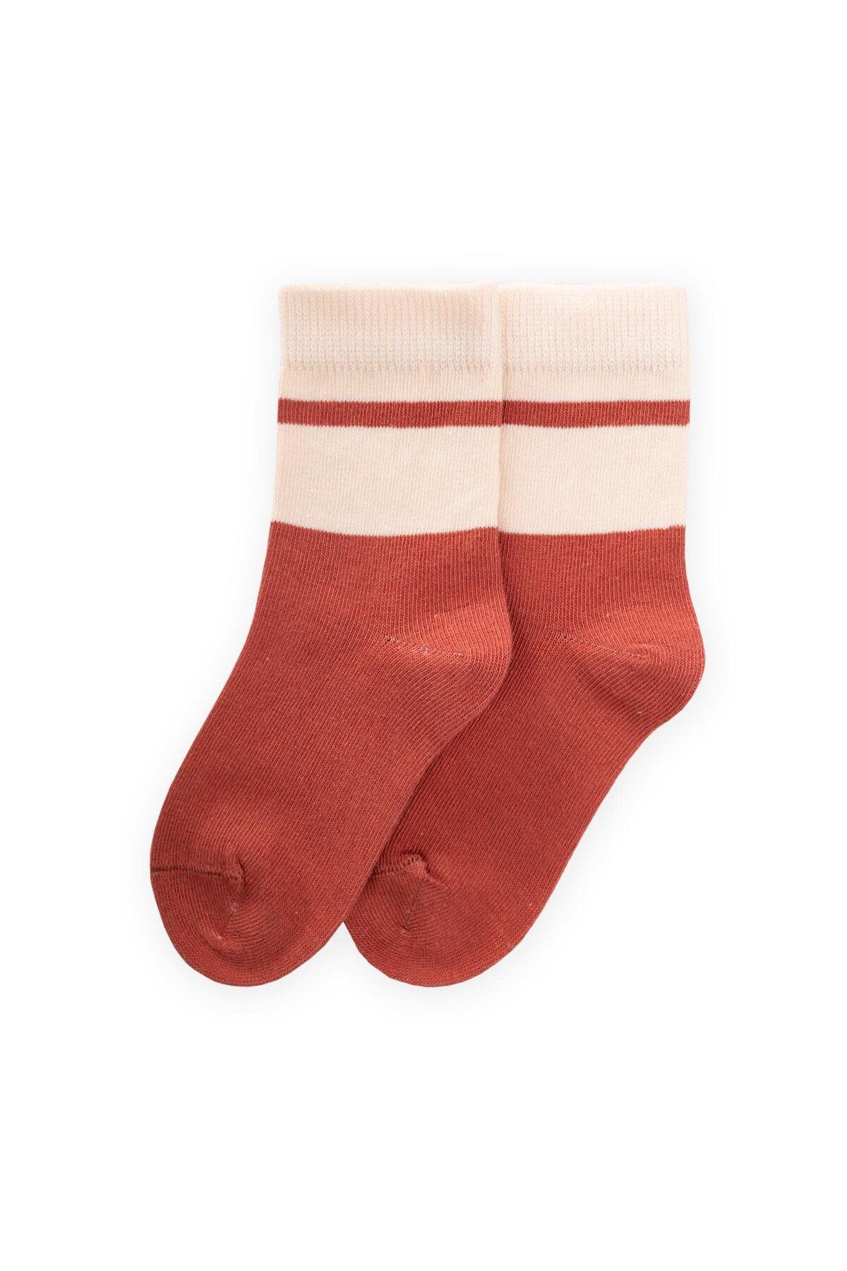 Cigit-3-8 Years Old Brick Colored Socks Set 1