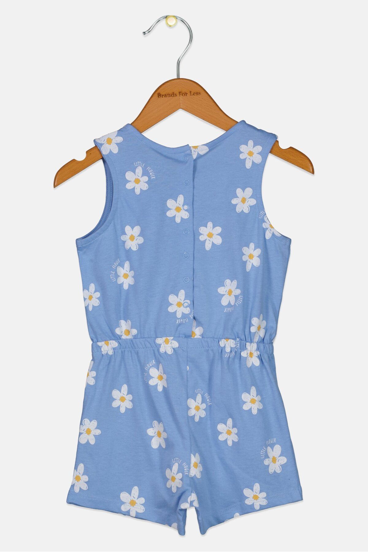 Cool Club-Toddlers Girl Floral Print Sleeveless Rompers, Blue 2