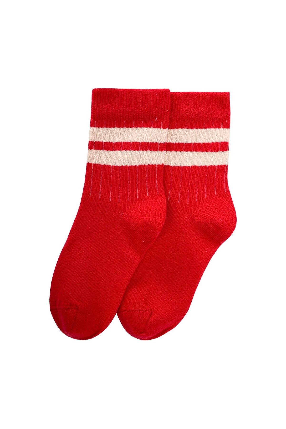 Cigit-Red Raw Striped Socket - Ages 3-8 1