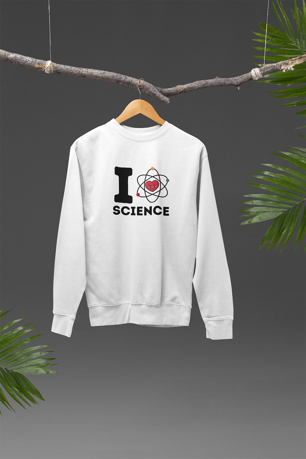 qoeuyl boutique I Love Science Baskılı Fen Kimya Öğrenci Baskılı Eğlenceli Unisex Bisiklet Yaka Sweatshirt