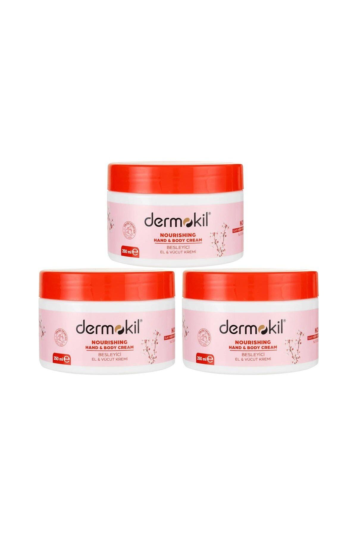 Dermokil Kiraz Çiçeği El ve Vücut Kremi 250 ml. Üçlü Set