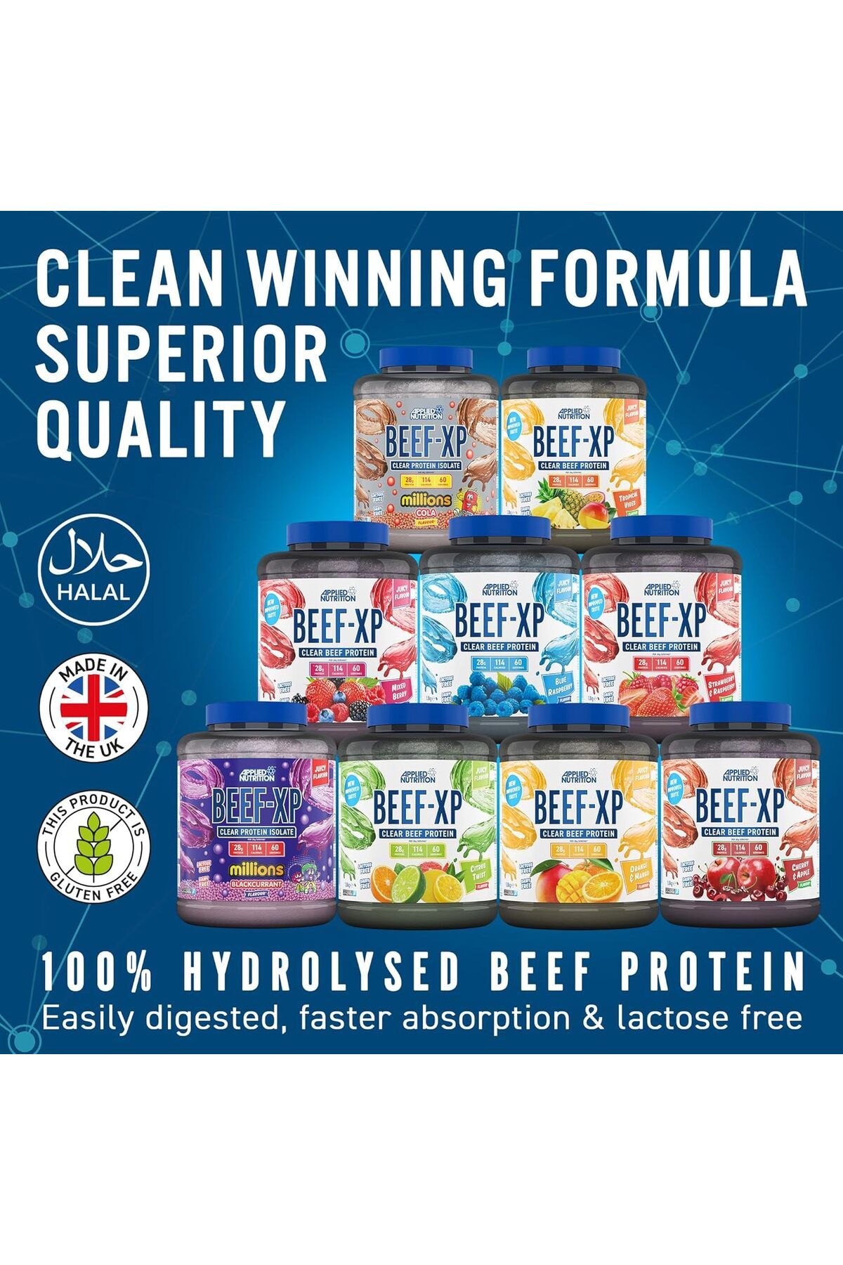 applied nutrition-Beef-xp Clear Hydrolysed Beef Protein Isolate, Million Blackcurrant, 1.8 Kg 3