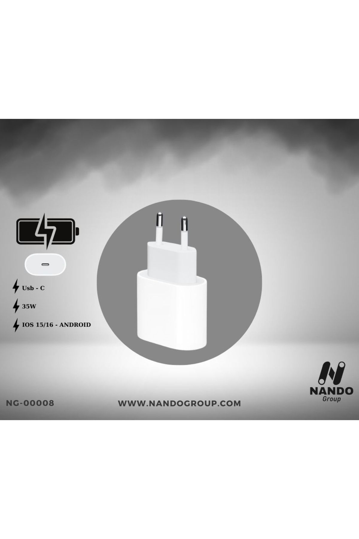 NANDO GROUP Iphone 15-16-Android Uyumlu 35Watt Hızlı Şarj Adaptör