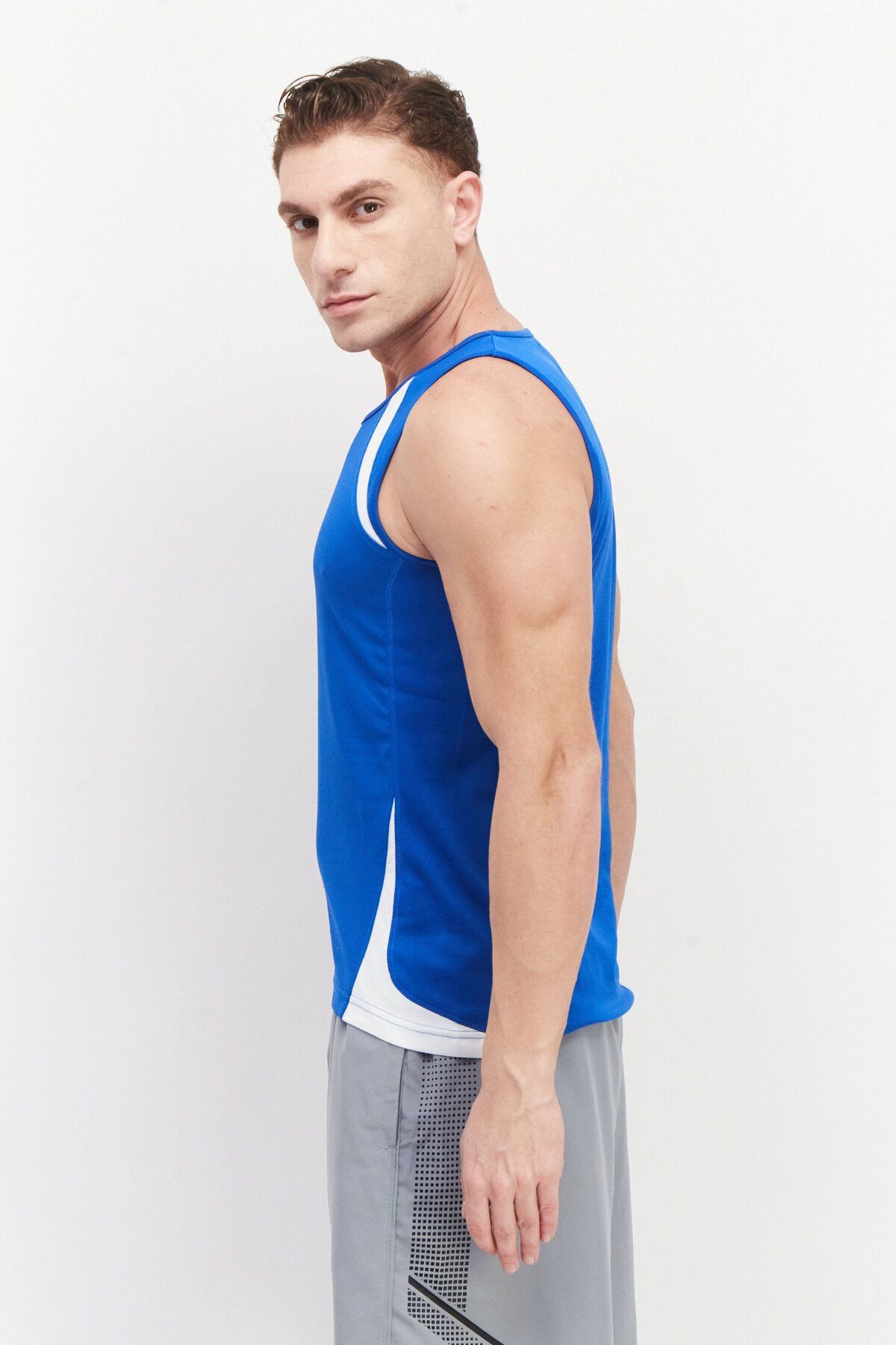 Asics-Men Sportswear Fit Training Singlet Vest, Blue 3