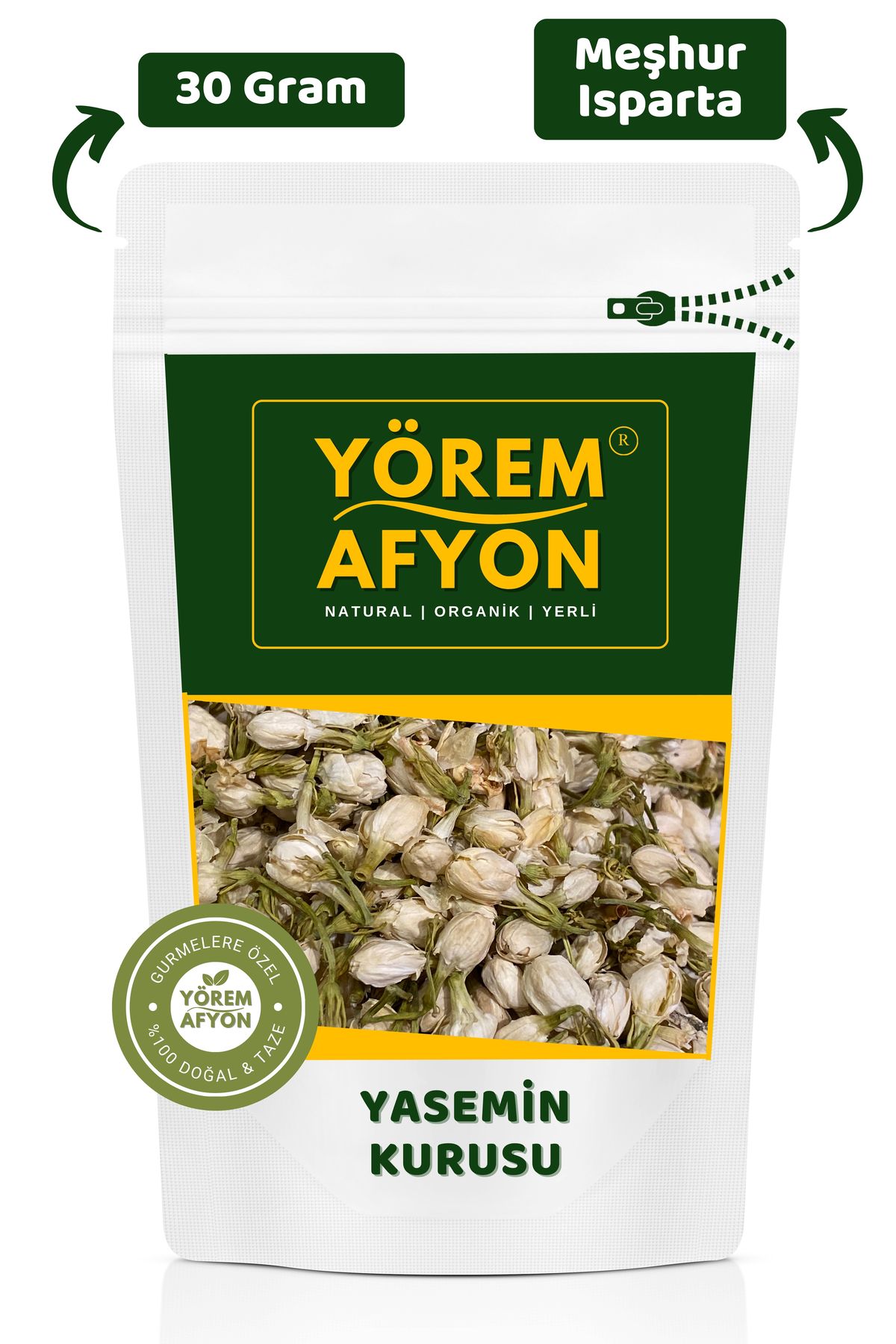 Gülçehre Yörem Afyon Meşhur Isparta Hoş Kokulu Tomurcuk Yasemin Çiçeği Kurusu {Jasminum officinale} | 30Gr.