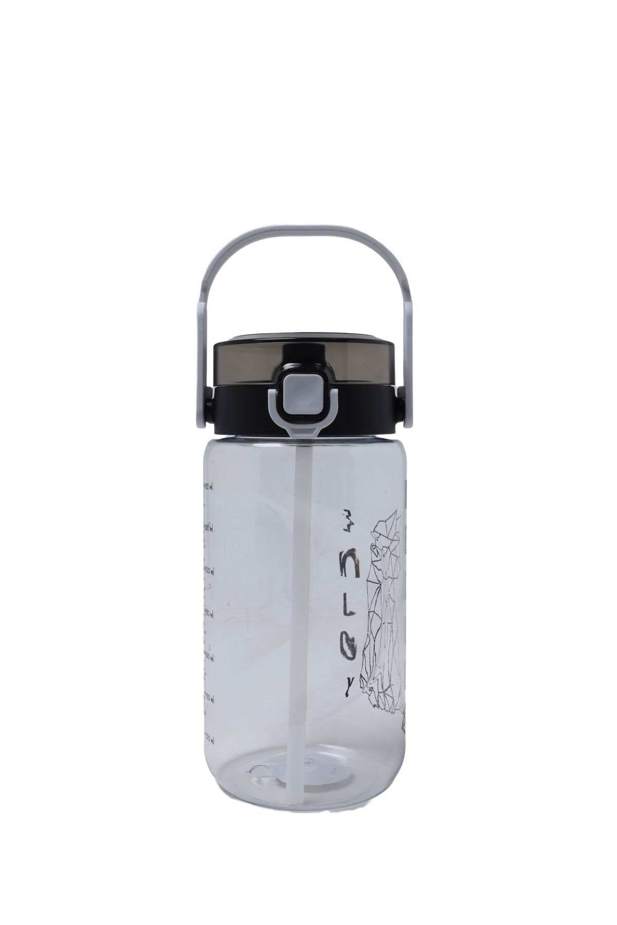 QUİCKPREP-1.5Lt Printed Beige Water Bottle with Straw 5