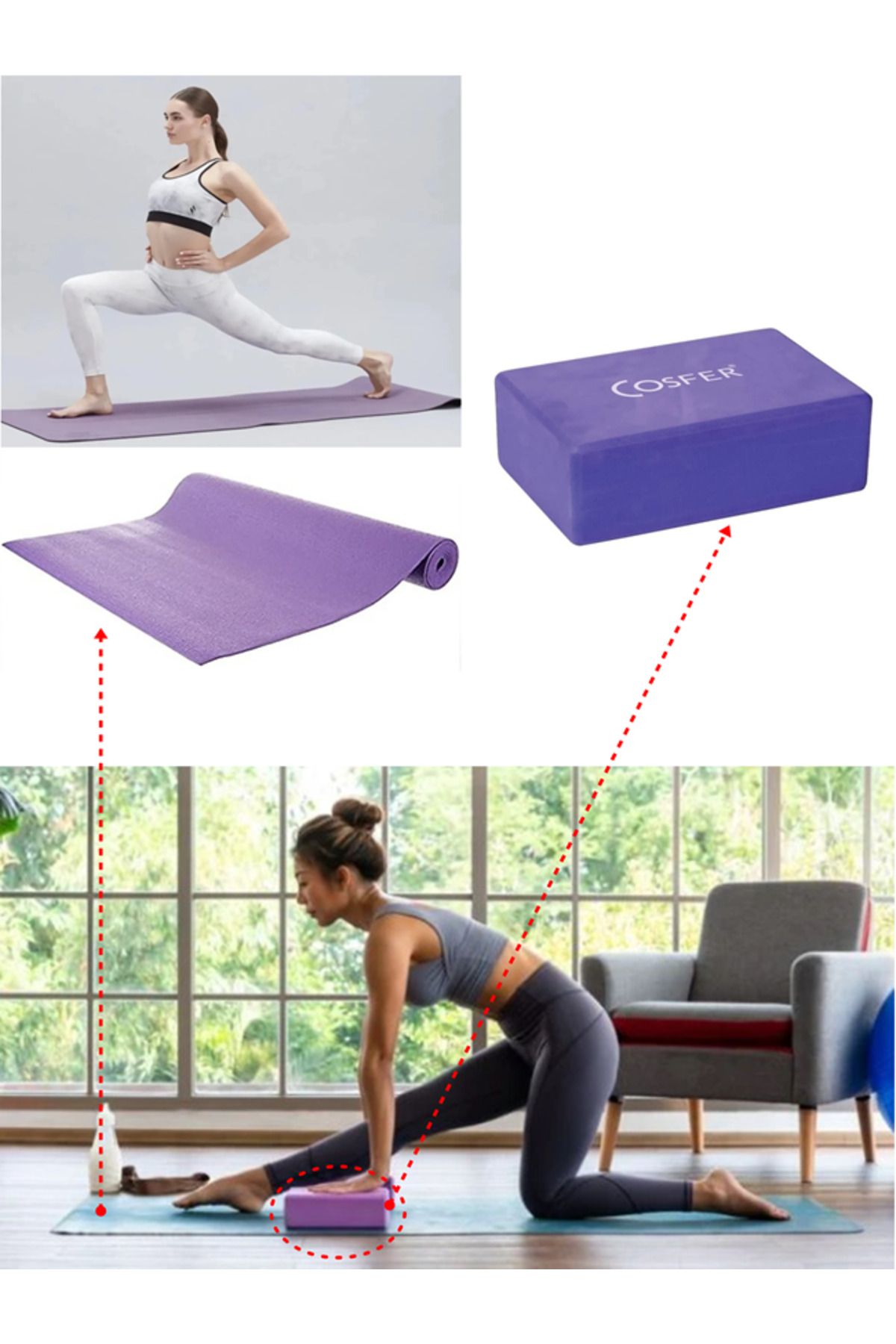 TrinkKapında 6 mm Pilates Yoga Minderi ve Yoga Blok