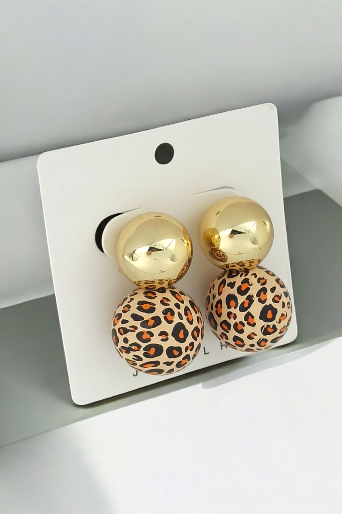 Çlk Accessories Premium Leopar Desenli Plaka Küpe