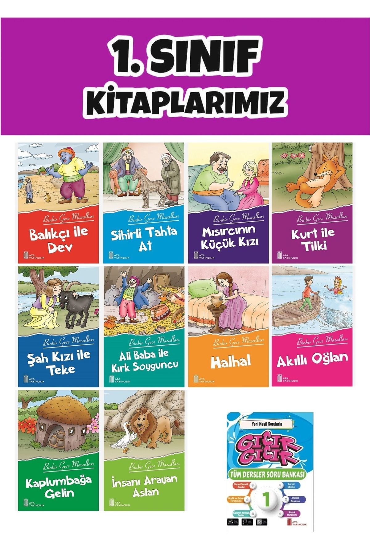 Ata Yayıncılık Ata 1.Sınıf 2.Dönem Yeni Nesil Sorularla Gıcır Gıcır Soru Bankası + 10 lu Okuma Hikaye Seti