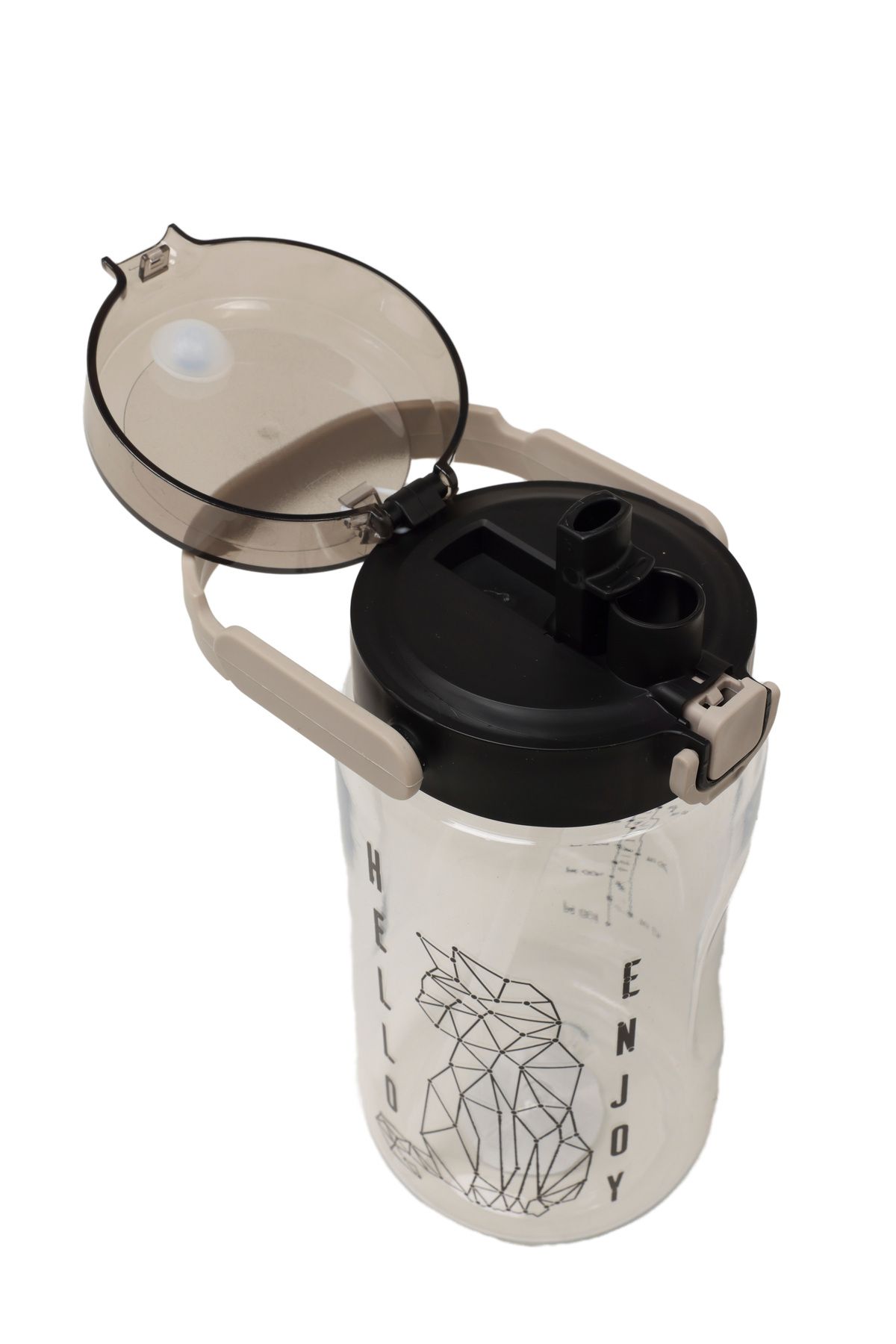 QUİCKPREP-1.5Lt Printed Beige Water Bottle with Straw 6