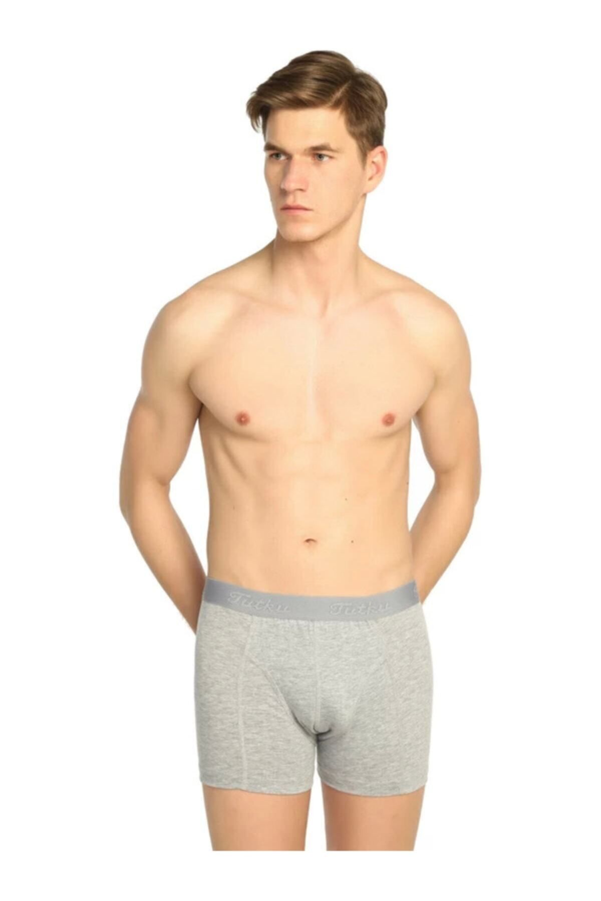 ENTAHA Erkek Tutku Likralı Elastan Boxer Gri Renk