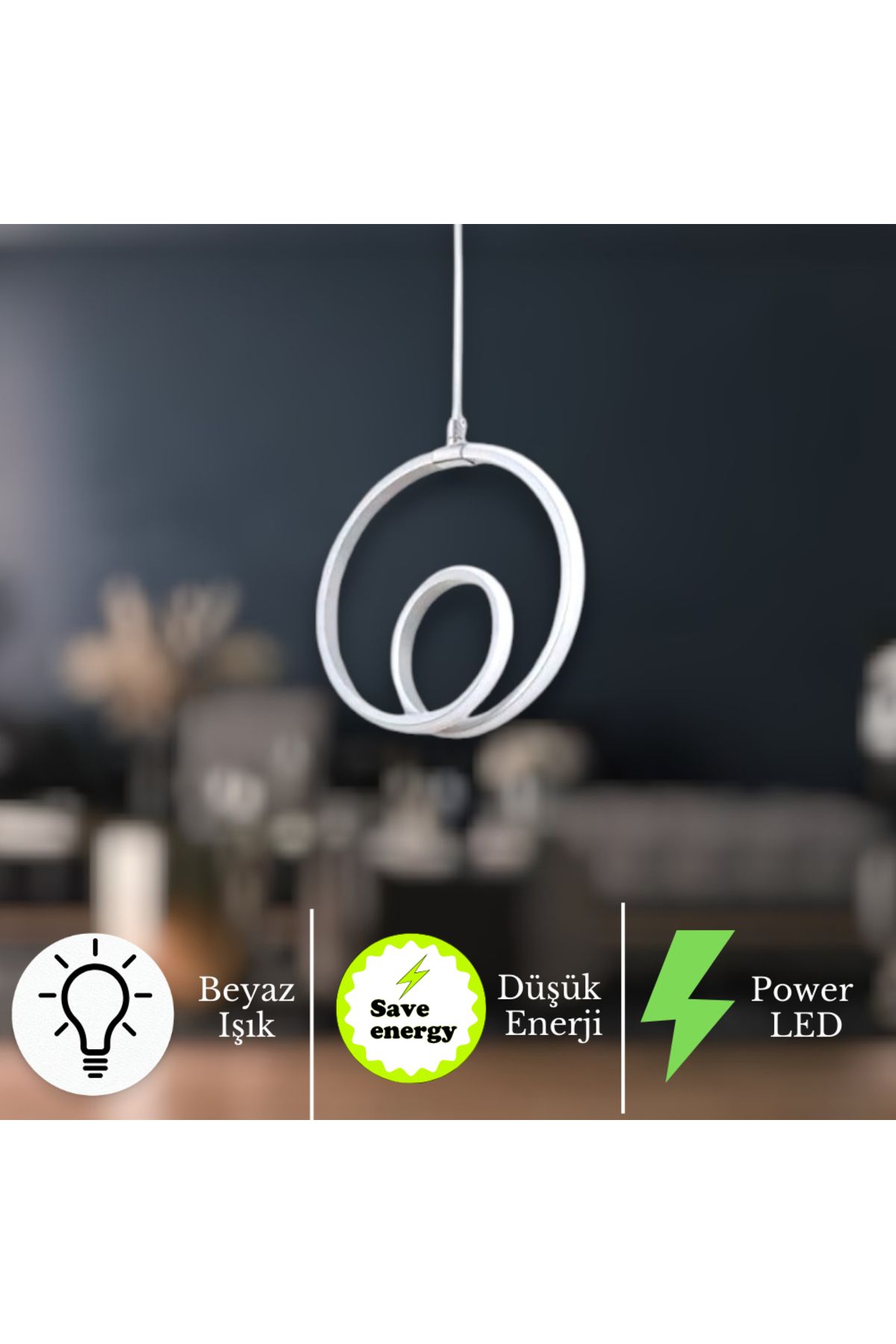 neeko Orjin Modern Sarkıt Power LED Avize Beyaz Işık Beyaz Kasa