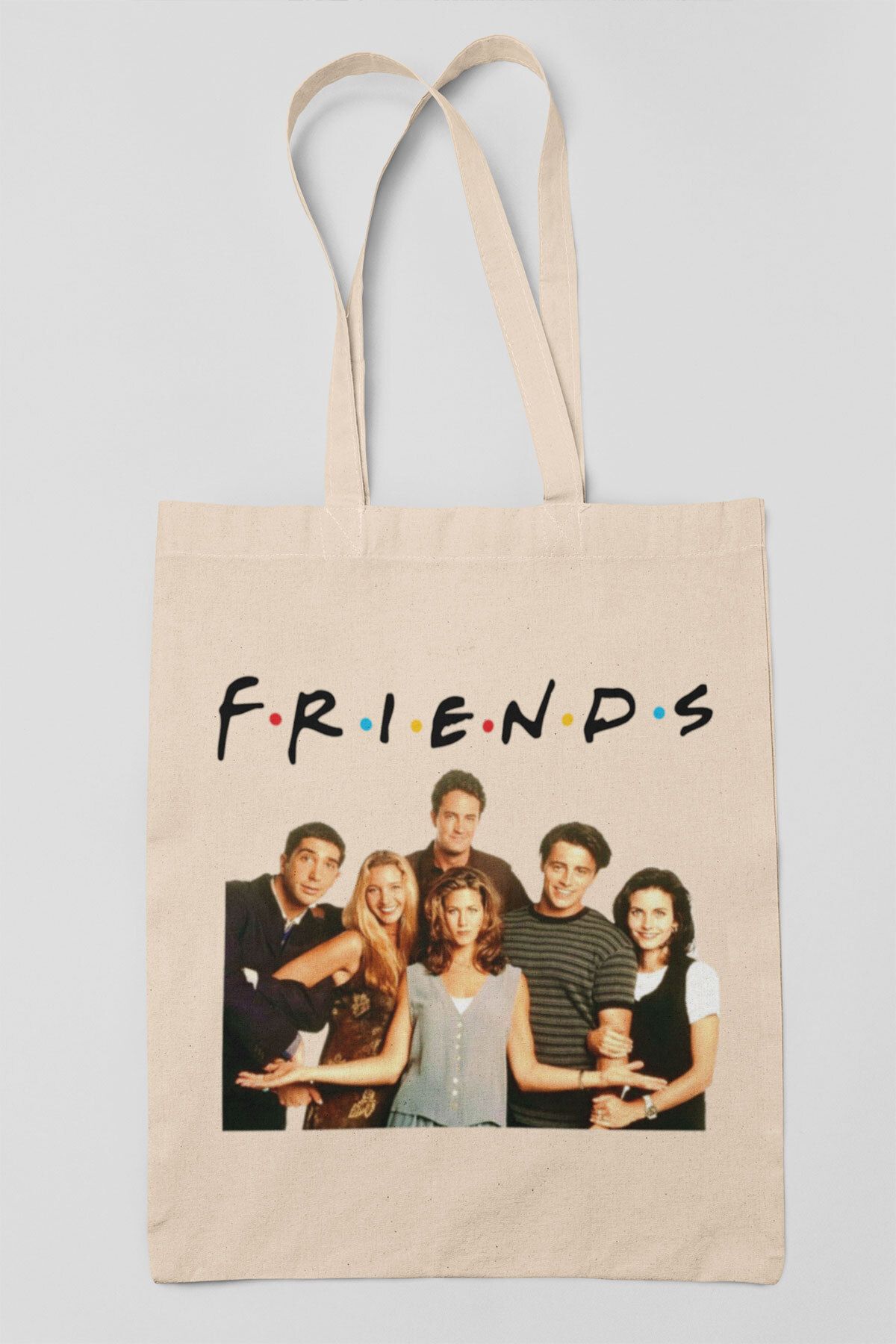 qoeuyl boutique Friends Ross Rachel Monica Joey Baskılı Omuz Çantası %100 Pamuklu Tote Bag Ham Bez Çanta