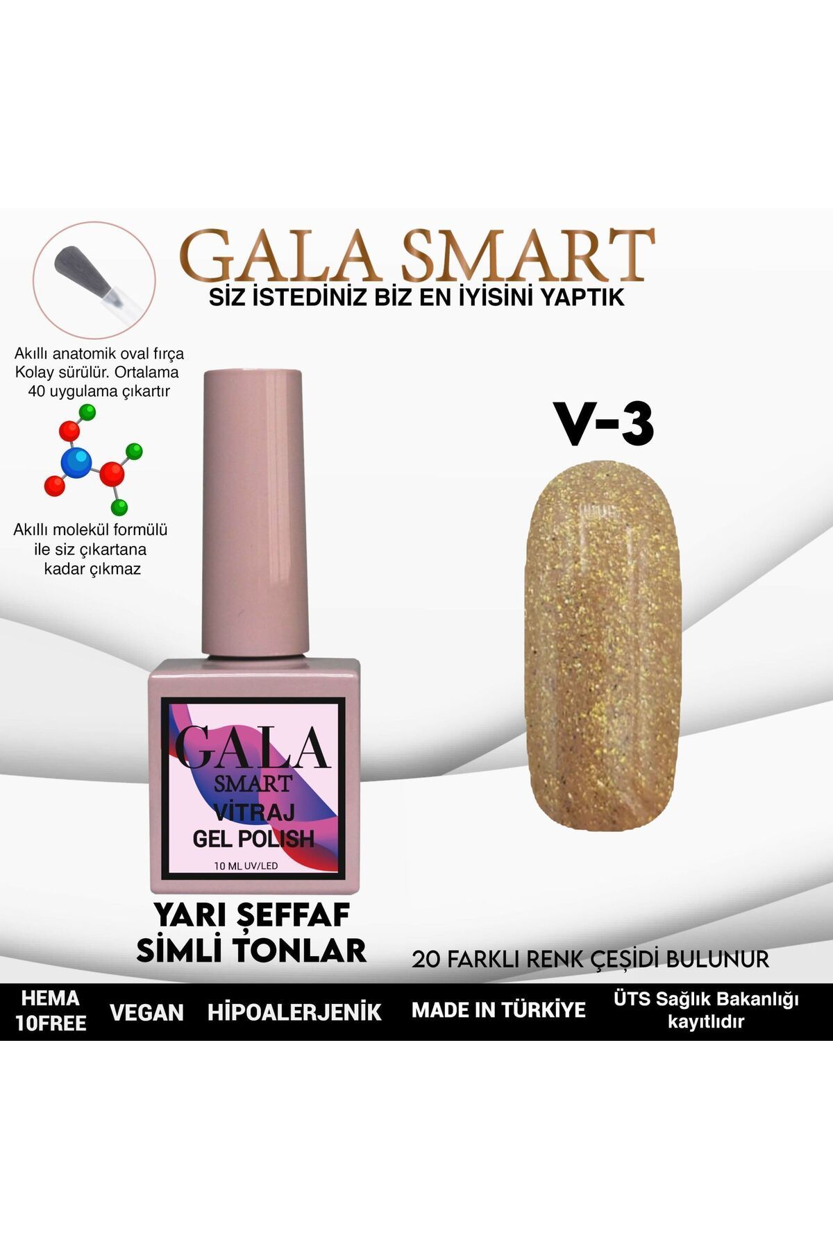 gala smart Vitraj Kalıcı Oje 10ml V03