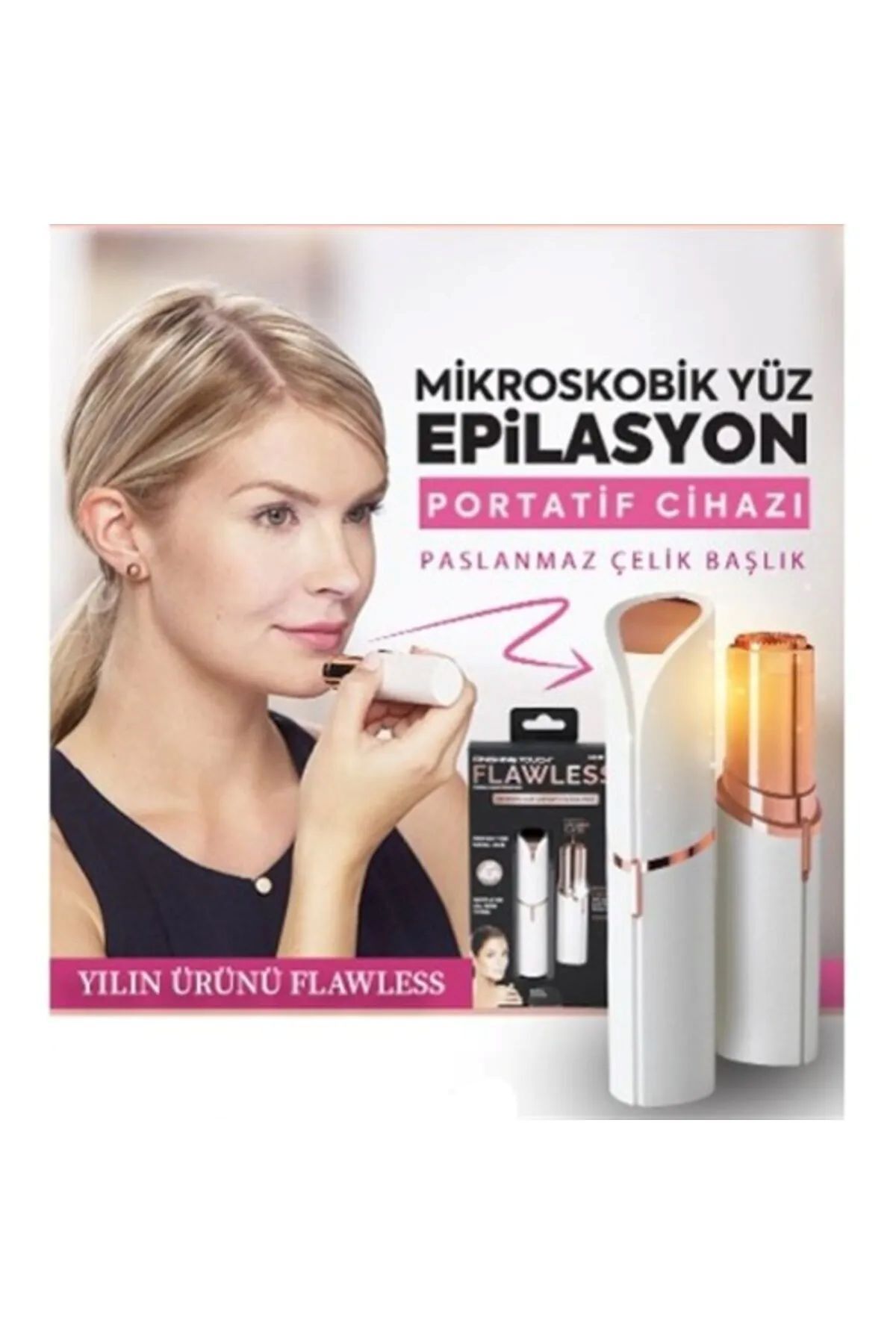 Yüz Tüy Temizleyici Epilasyon Aleti Ve Kaş Bıyık Epilatörü Flawless