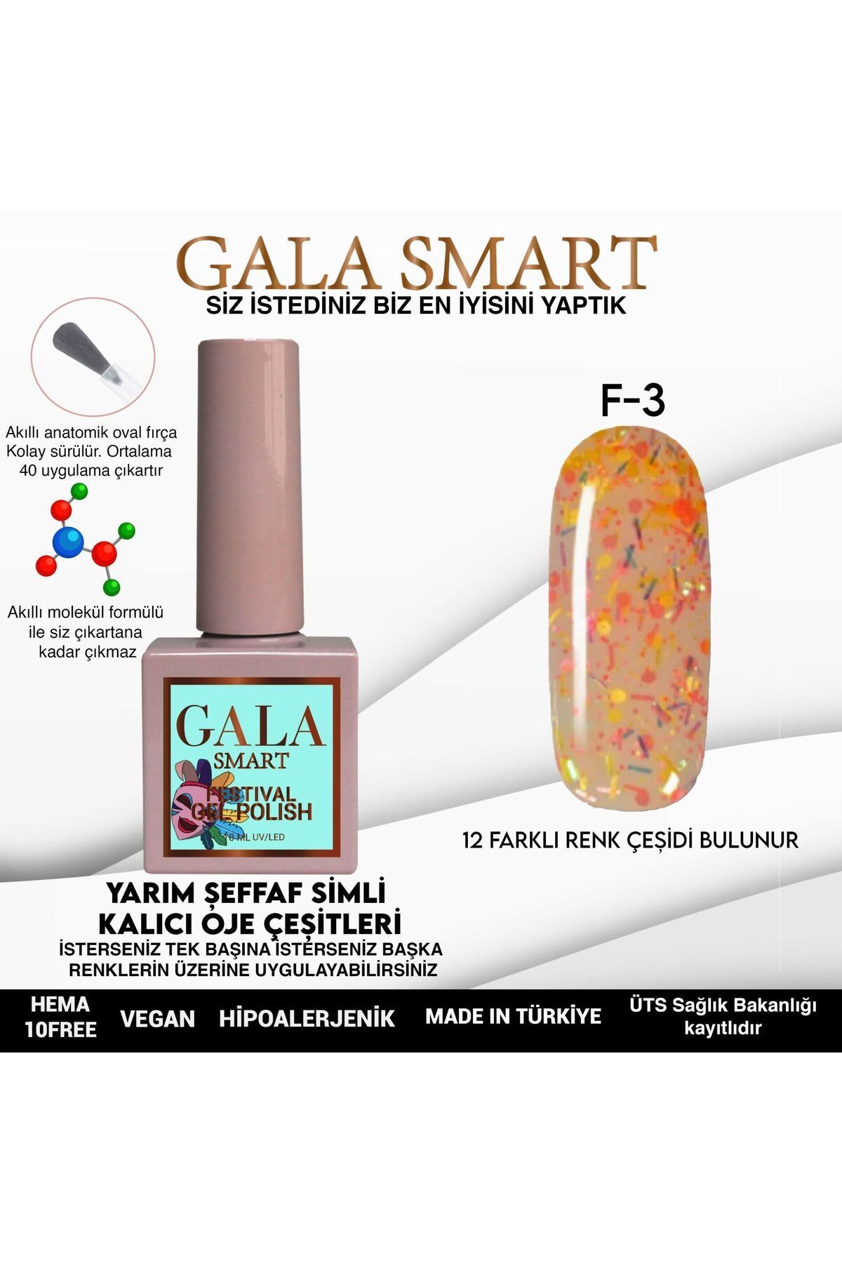 gala smart Festival Kalıcı Oje 10ml F03