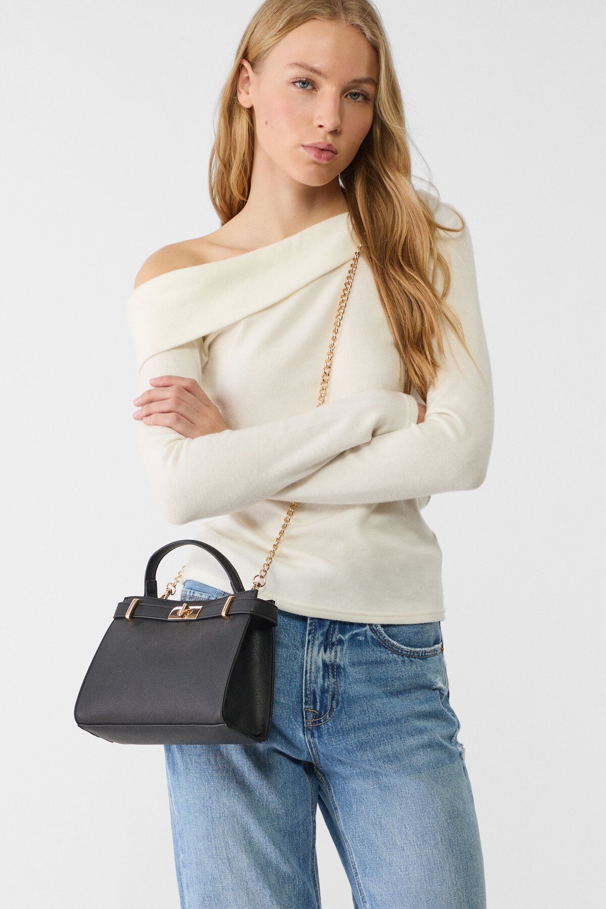 کیف زنانه سخت با بند کمربندی و بند بلند Stradivarius