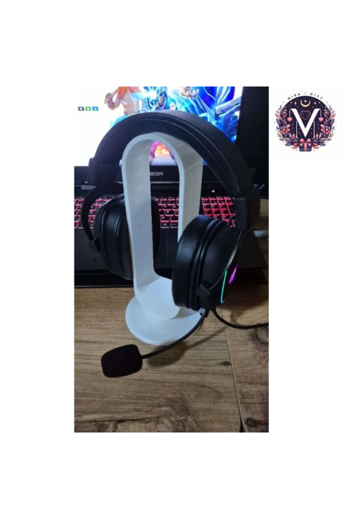 Miralux Gamer Kulaklık Standı - Dekoratif Kulaklık Tutucu Beyaz 23cm