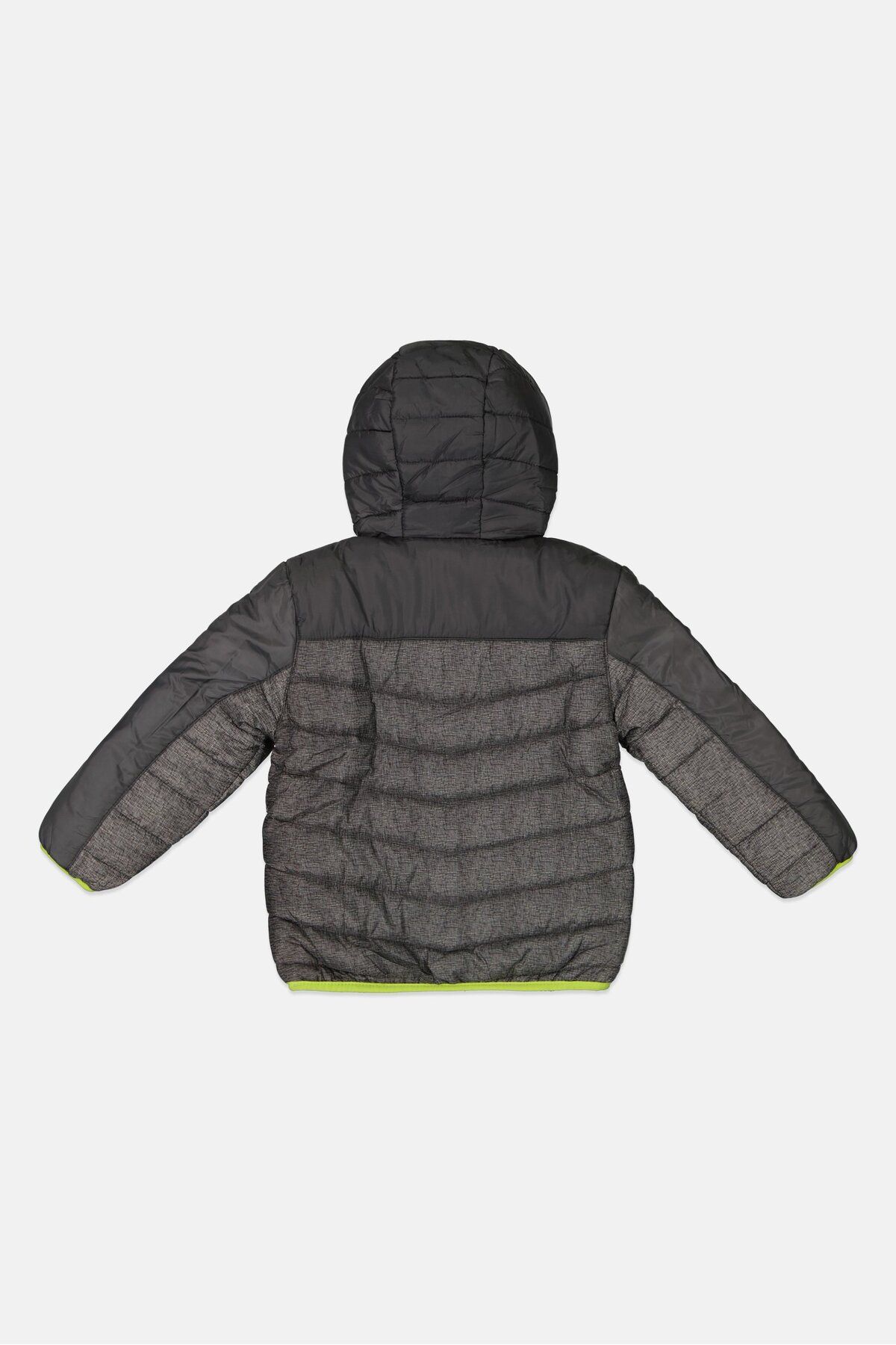 Weatherproof-Kids Boy Brand Logo Reversible Puffer Jacket, Grey/Lime 2