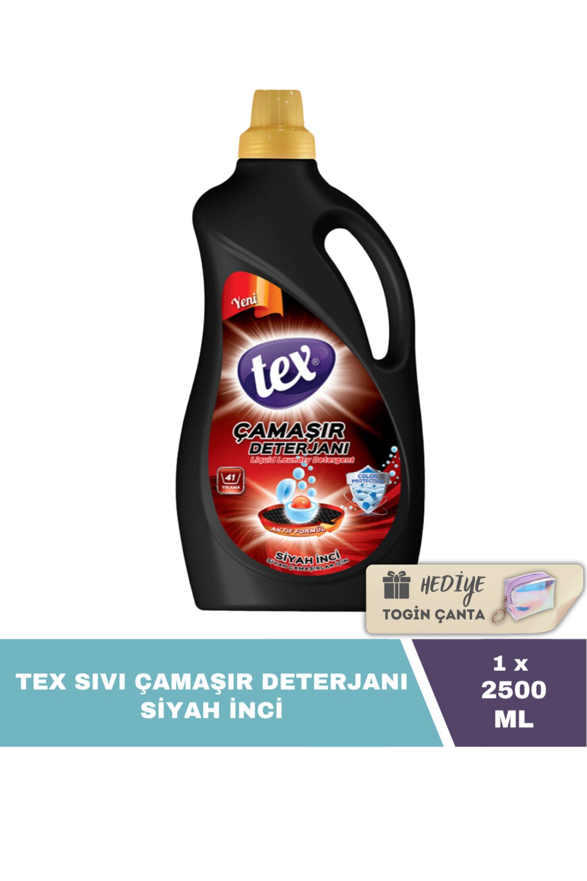 Tex Sıvı Çamaşır Deterjanı Siyah İnci 2500 ML X1 Adet + Hediye Togin Çanta