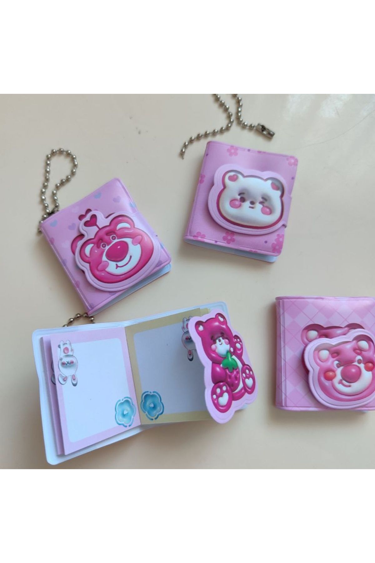 senacacollection-Set of 4 Teddy Bear Notebook Set Keychain 1 Pcs Set 3