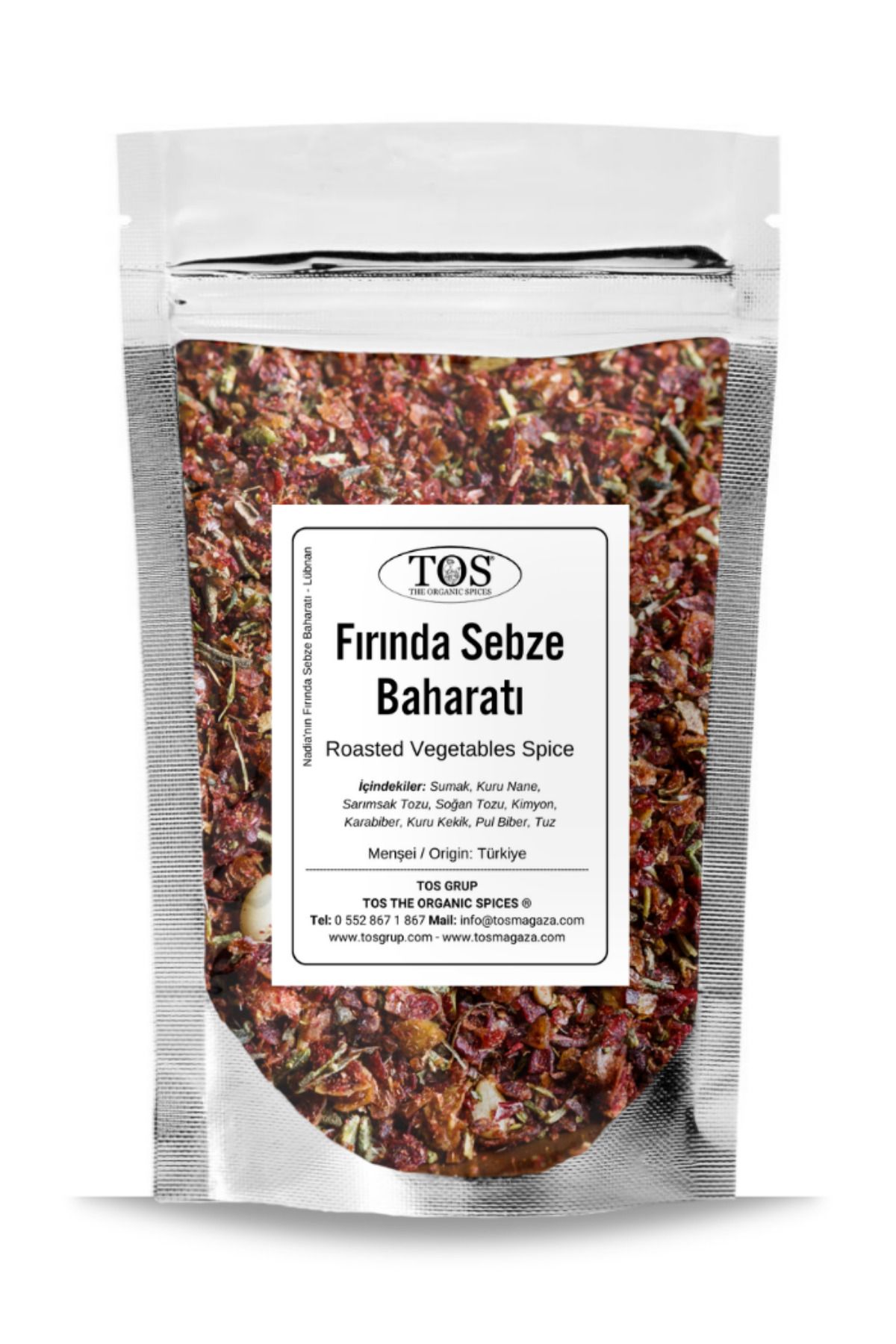 TOS The Organic Spices Nadia'nın Fırında Sebze Baharatı 500 gr Nadia’s Roasted Vegetables Seasoning