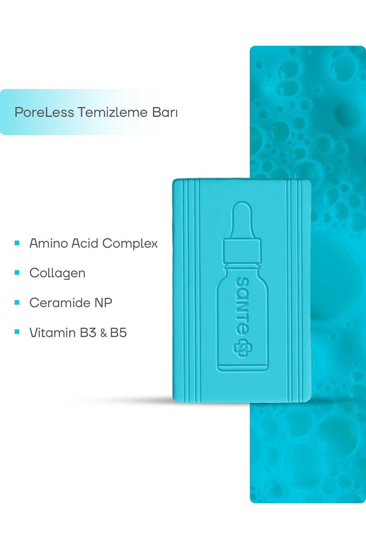 SantePlus-Poreless Pore Firming and Smoothing Cleansing Soap/Bar Containing Niacinamide 120 Gr 3
