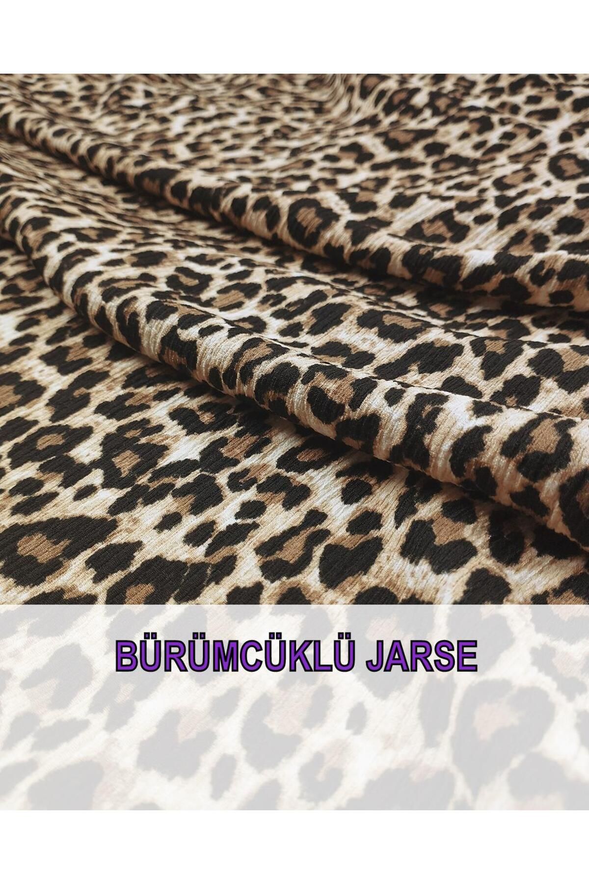 Kumaş Parça Leopar Desen Bürümcüklü Jarse En: 160