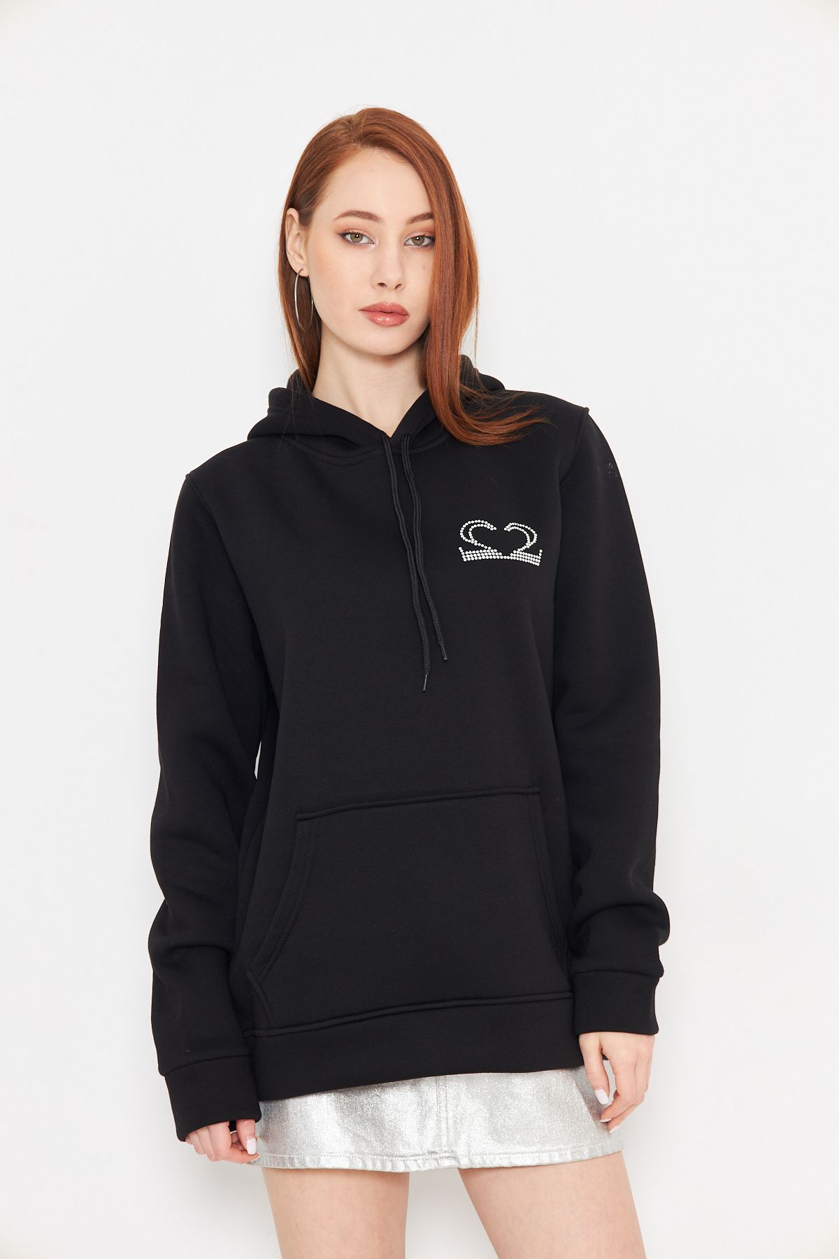 swOzz Taş Baskılı Unisex Oversize Motive Sweatshirt