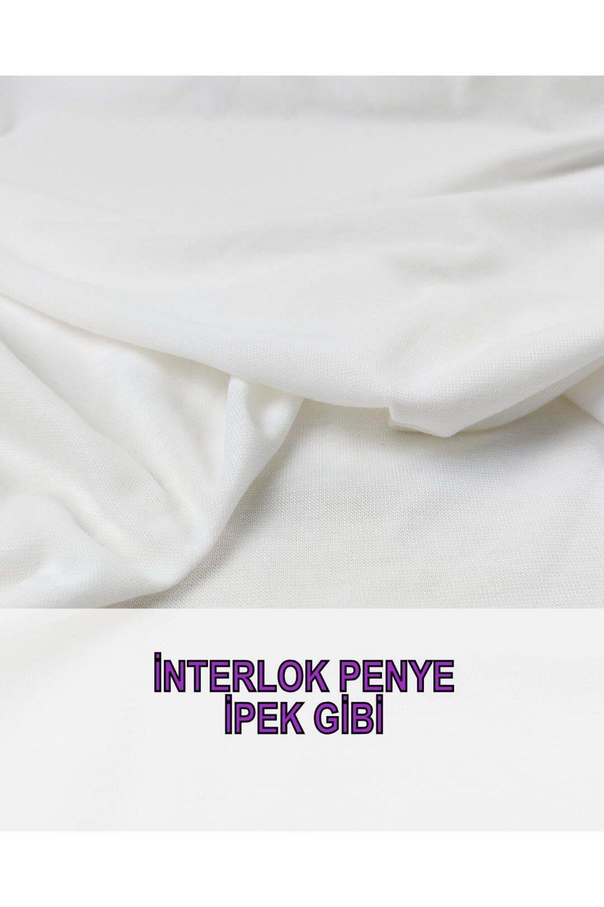 Kumaş Parça Ekru Renkte İnce İnterlok Penye En: 140