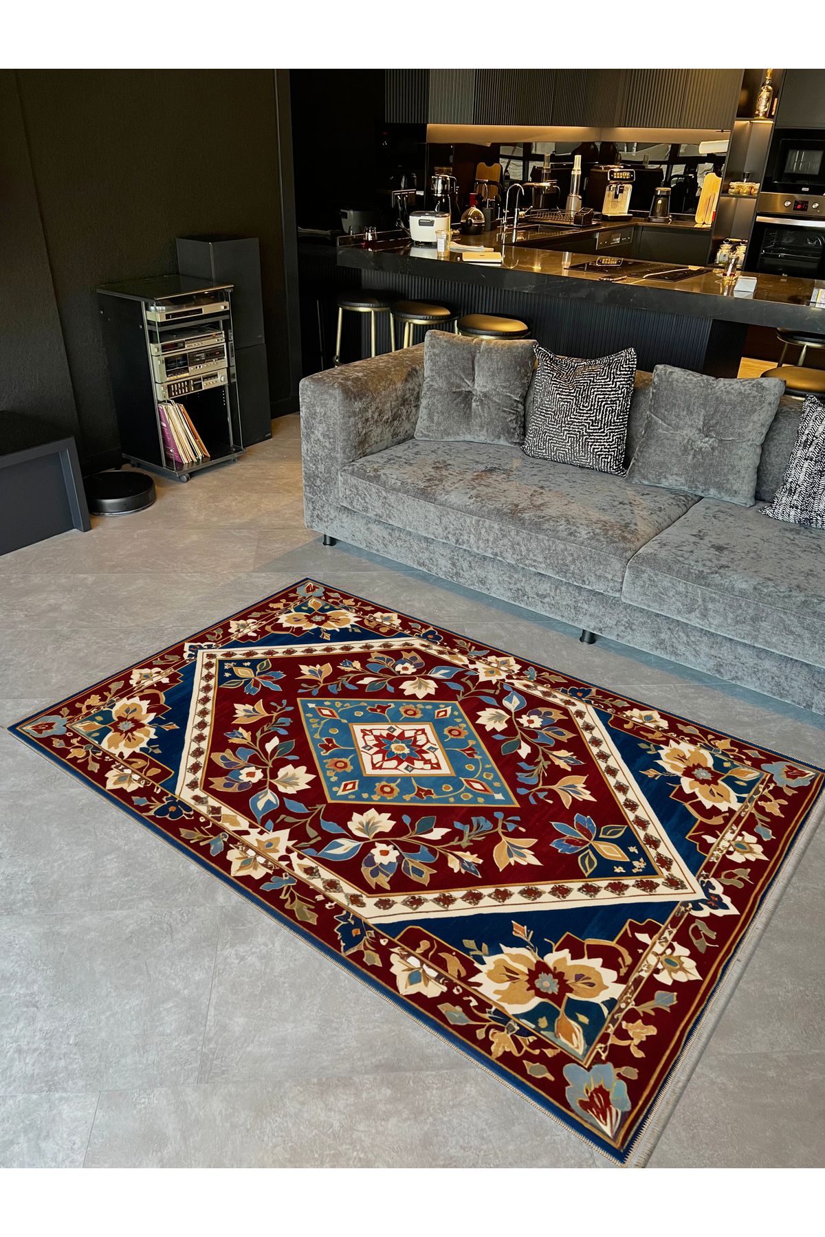 Rugs Modern Halı Semih Koleksiyonu Bordo Tema Çiçek Motifli Geleneksel Desenli Dokuma Taban Vintage Dekoratif Halı 22