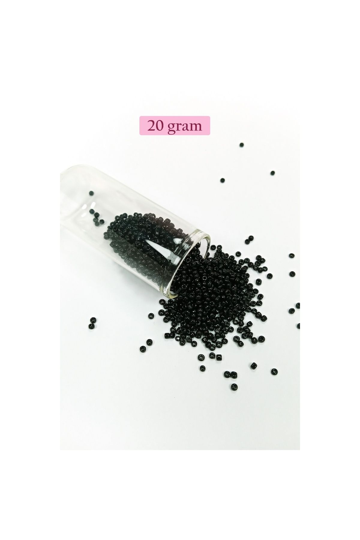 maarketim Dökme Cam Kum Boncuk (11/0) 2 mm - 20 Gram - Siyah