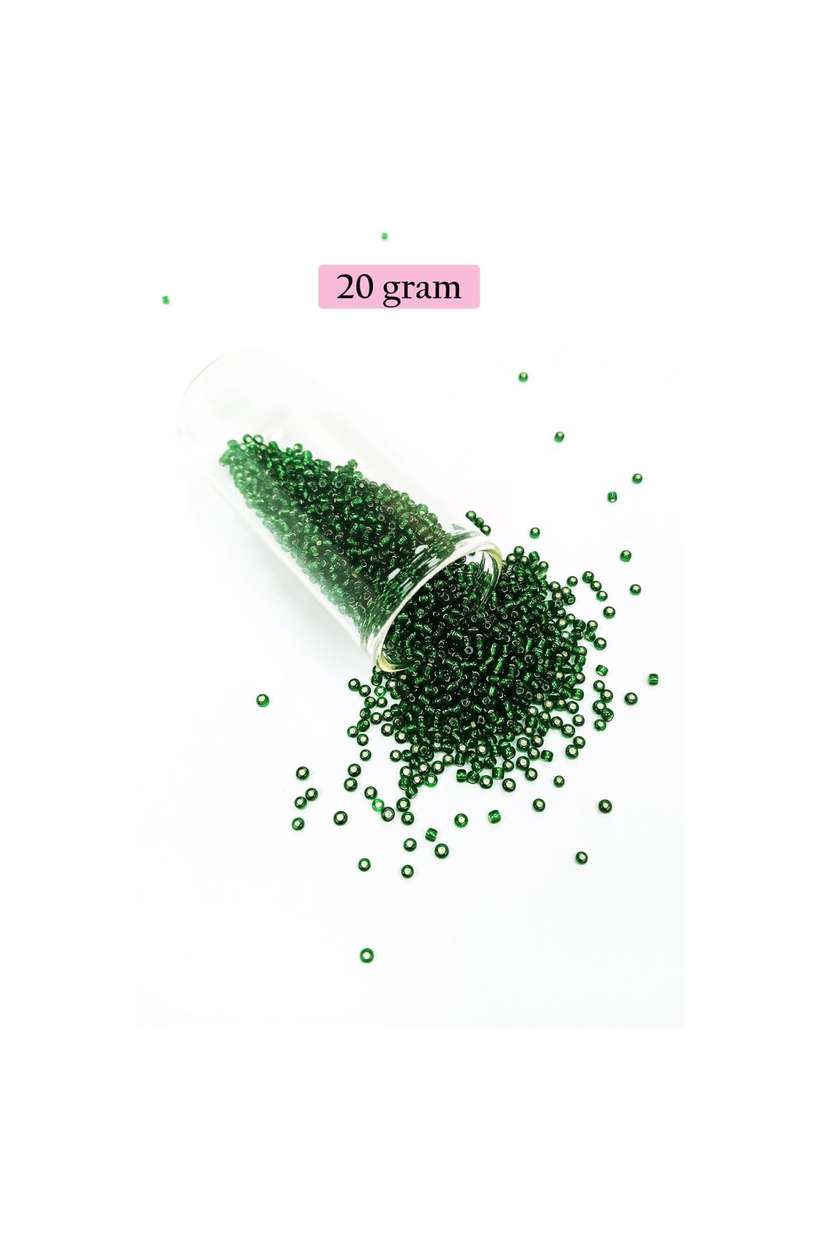 maarketim Dökme Cam Kum Boncuk (11/0) 2 mm - 20 Gram - Şefaf Koyu Yeşil