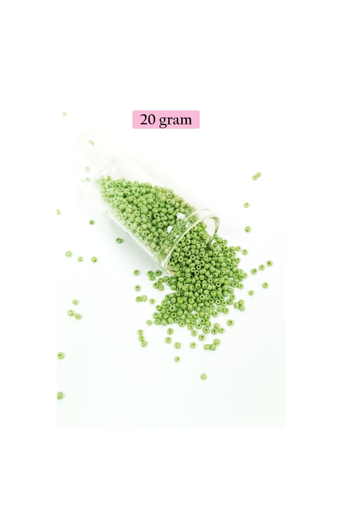 maarketim Dökme Cam Kum Boncuk (11/0) 2 mm - 20 Gram - Açık Yeşil