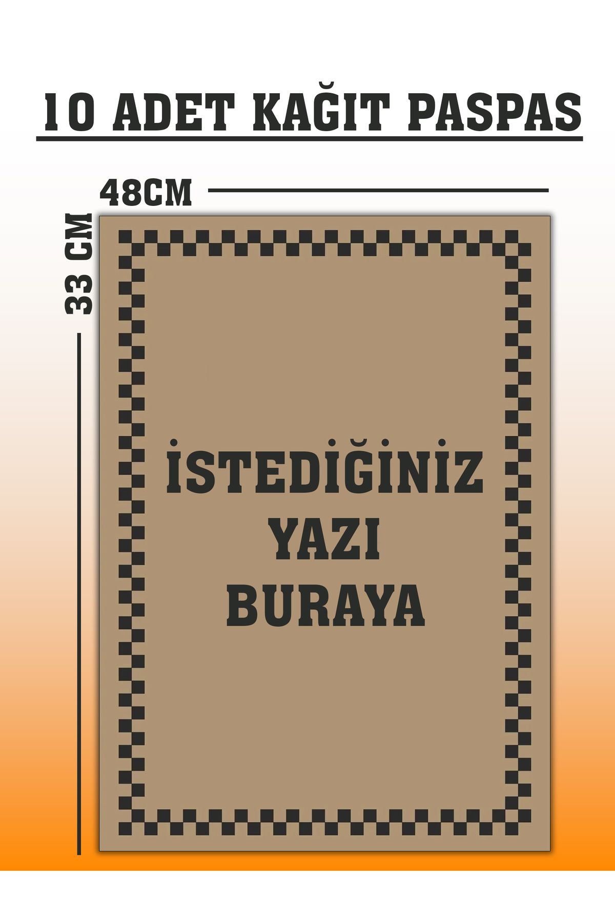 Baytekin Kraft Paspas 10 Adet - Özel Baskılı - İsim veya Firmanıza Özel - 33x48CM