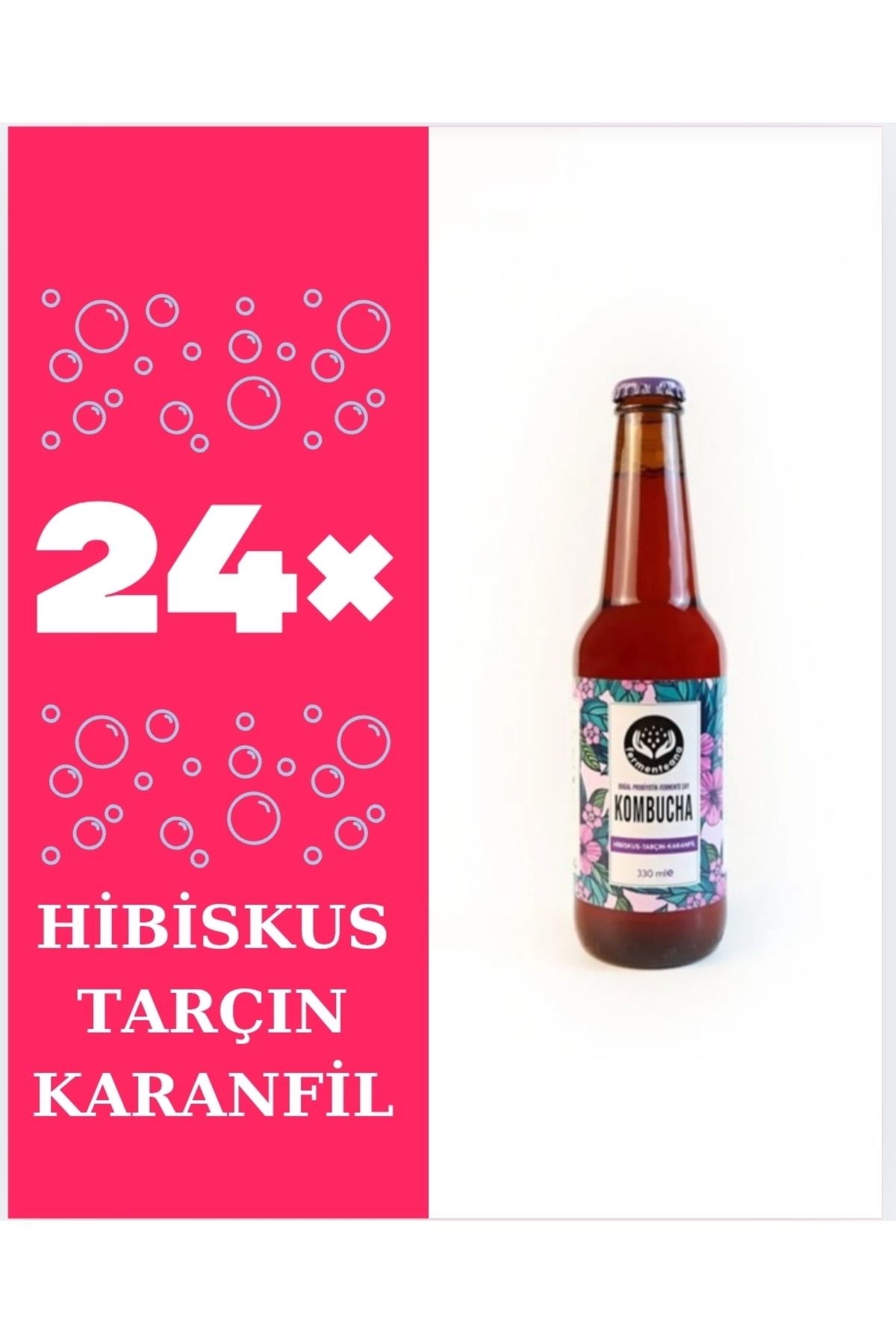 FERMENTEANA Kombucha 24 (LÜ) Paket (330)ml Hibiskus-tarçın-karanfil