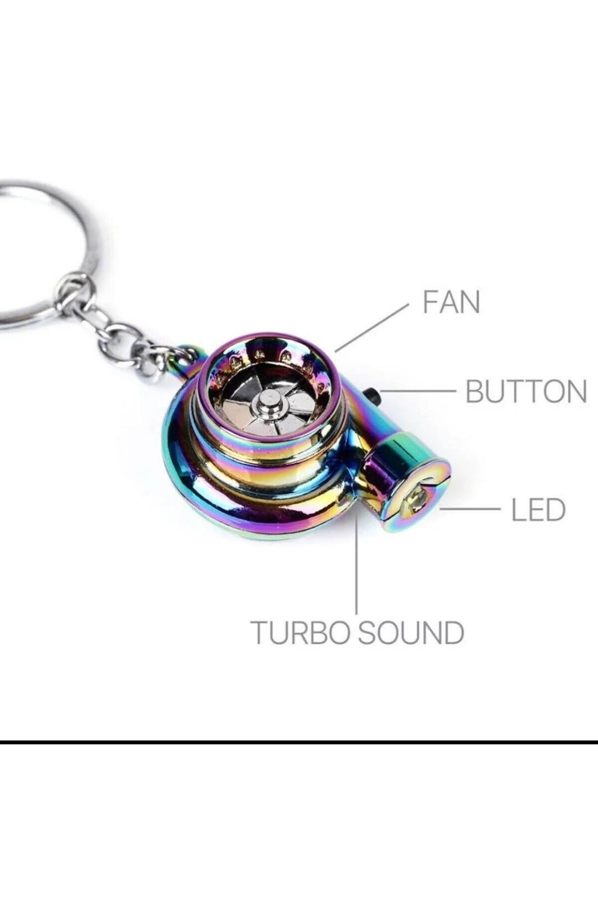 HERŞEY FIRSAT-Auto Turbo Design Chrome Color with Keychain Button Led Light Turbo Sound 2