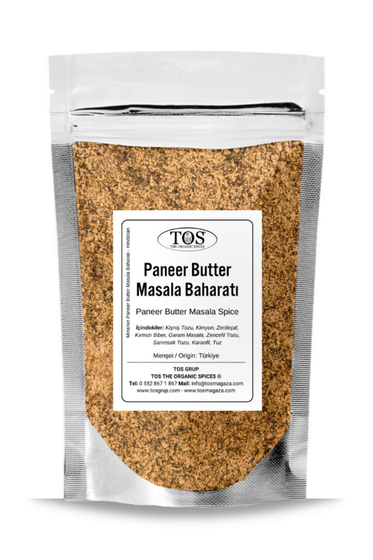 TOS The Organic Spices Mina'nın Paneer Butter Masala Baharatı 250 gr Mina’s Paneer Butter Masala Seasoning