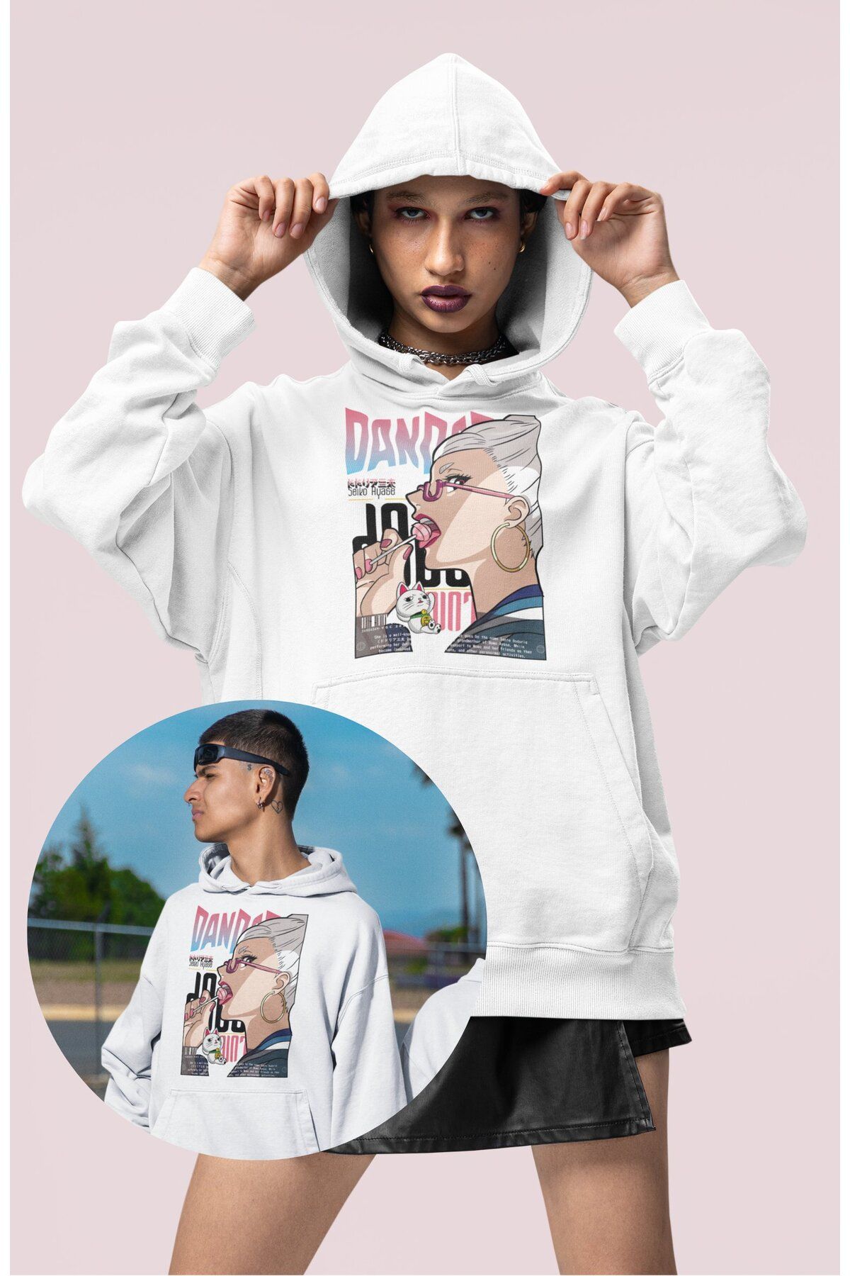 Fuddy Moda Oversize Dandadan Seikoo Baskılı Kapüşonlu Sweatshirt, Unisex Anime Temalı Hoodie