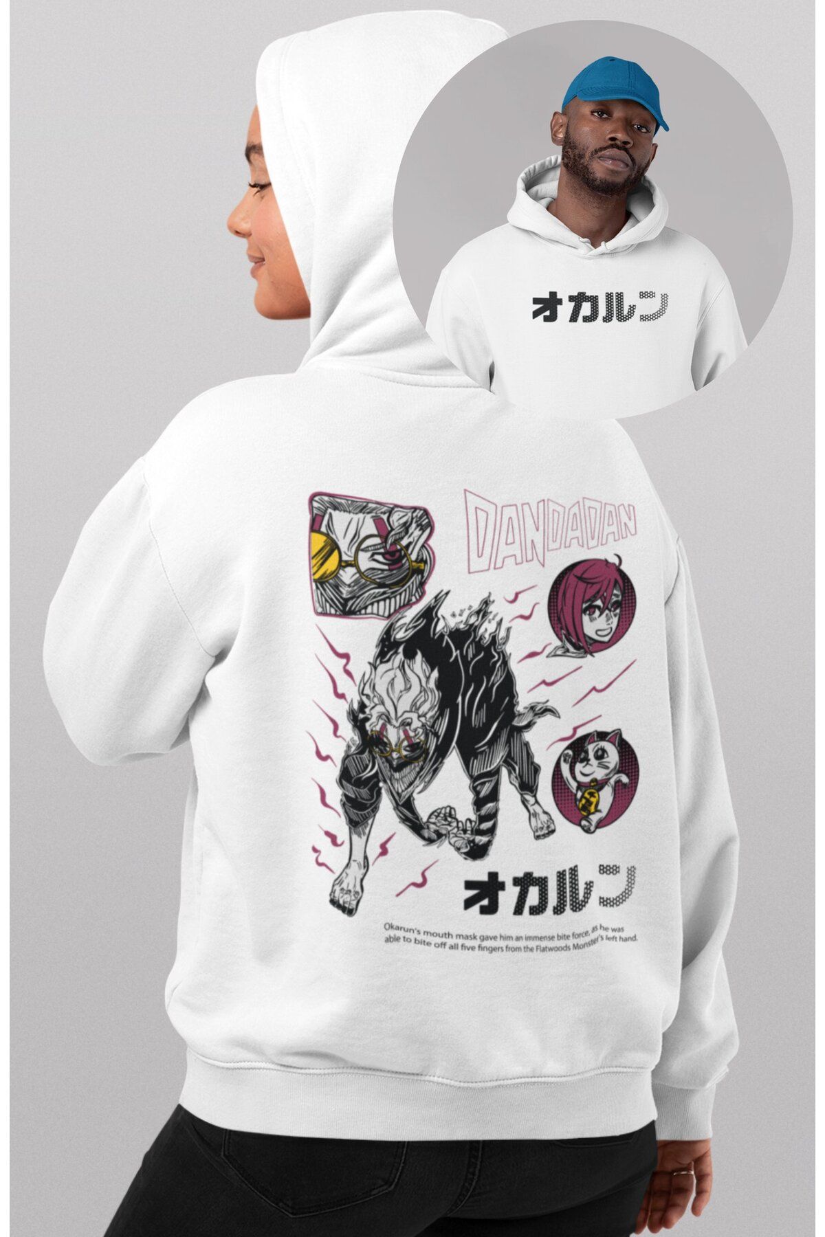 Fuddy Moda Oversize Dandadan Sırt Baskılı Kapüşonlu Sweatshirt, Unisex Anime Temalı Hoodie