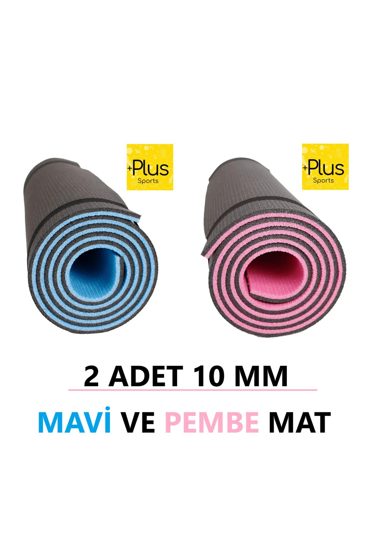 PLUSSPORT 2 ADET 10 MM PLATES YOGA MİNDERİ VE KAMP MATI 180*60 1 CM