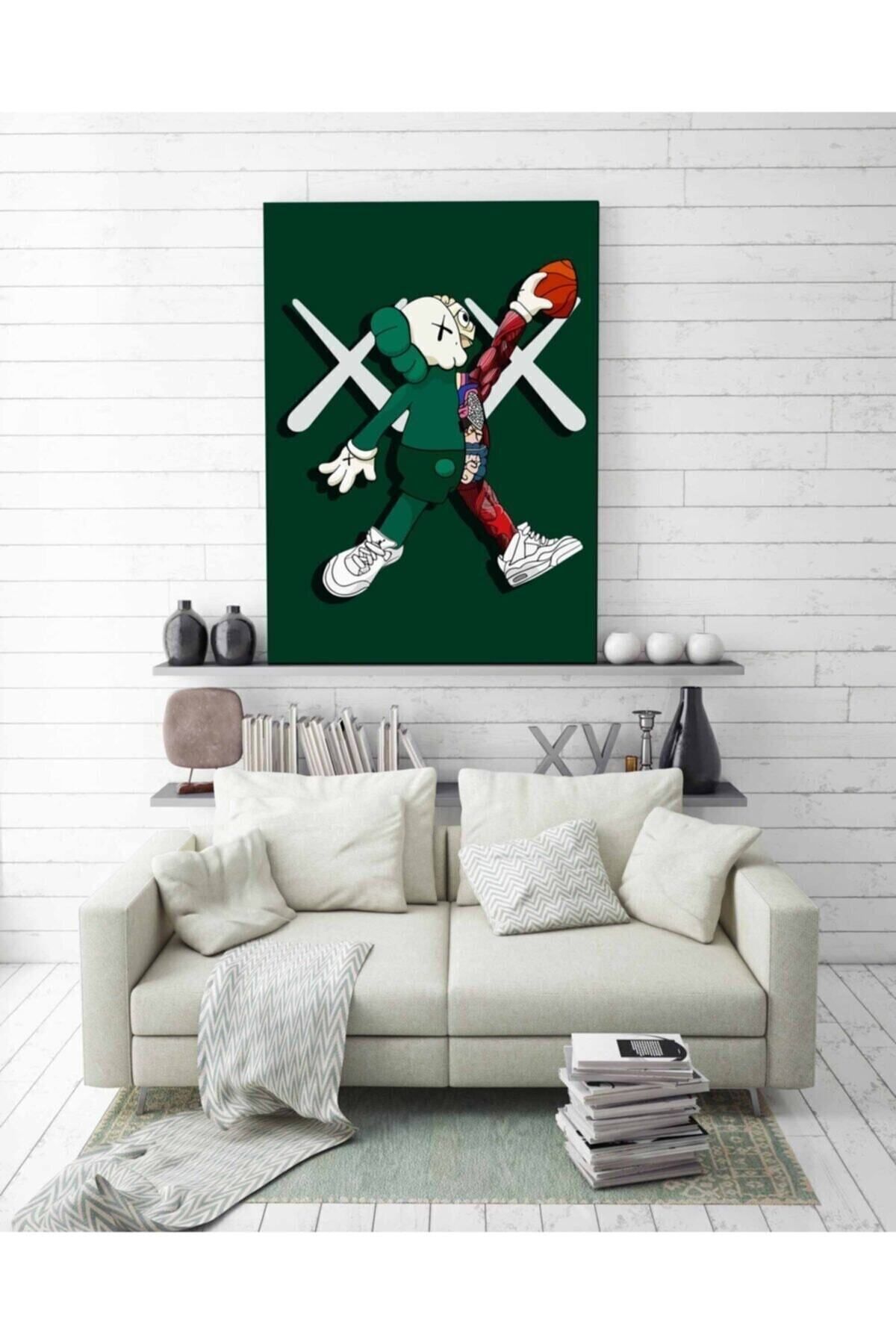 BiTablom Kaws Basketball Green Duvar Dekorasyonu Kanvas Tablo