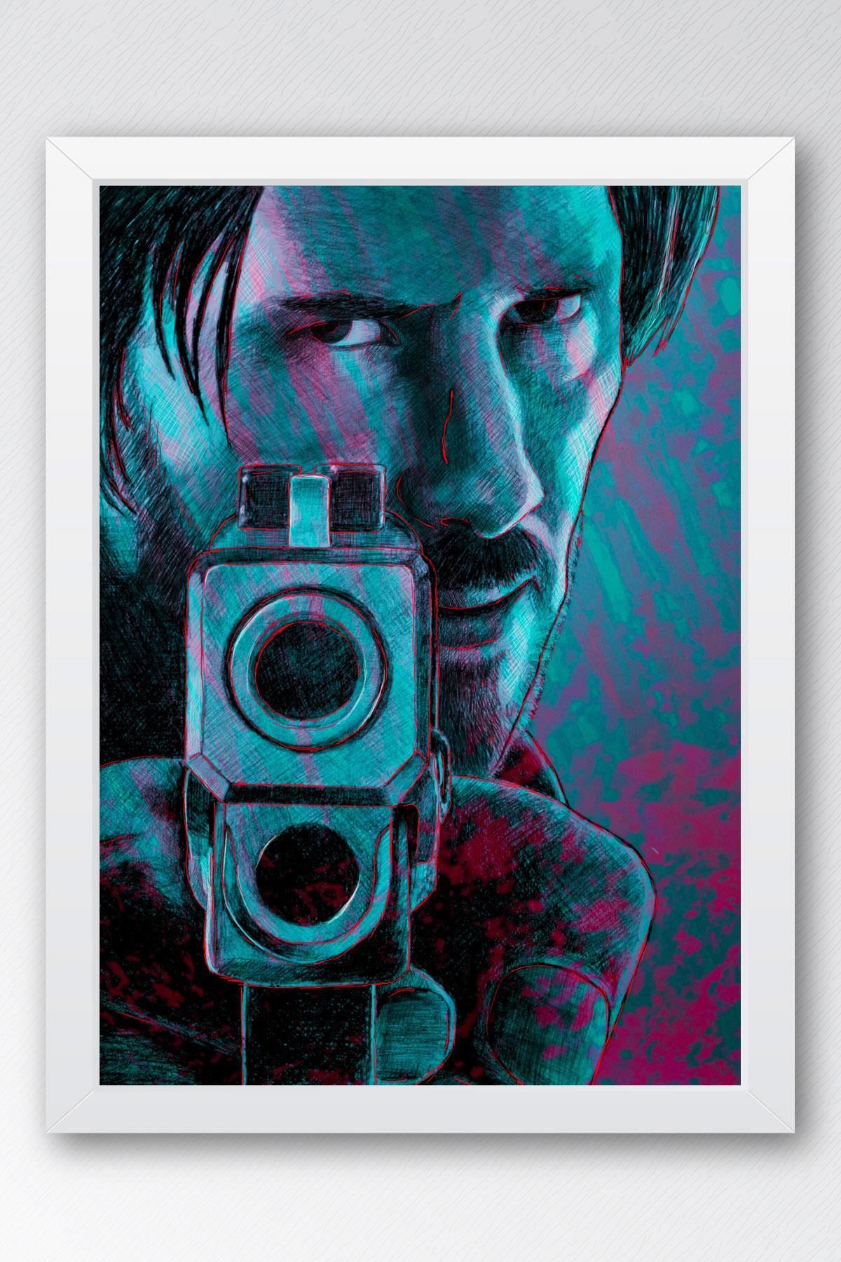 Saturn John Wick Çerçeveli Tablo - Film Posteri Tablo