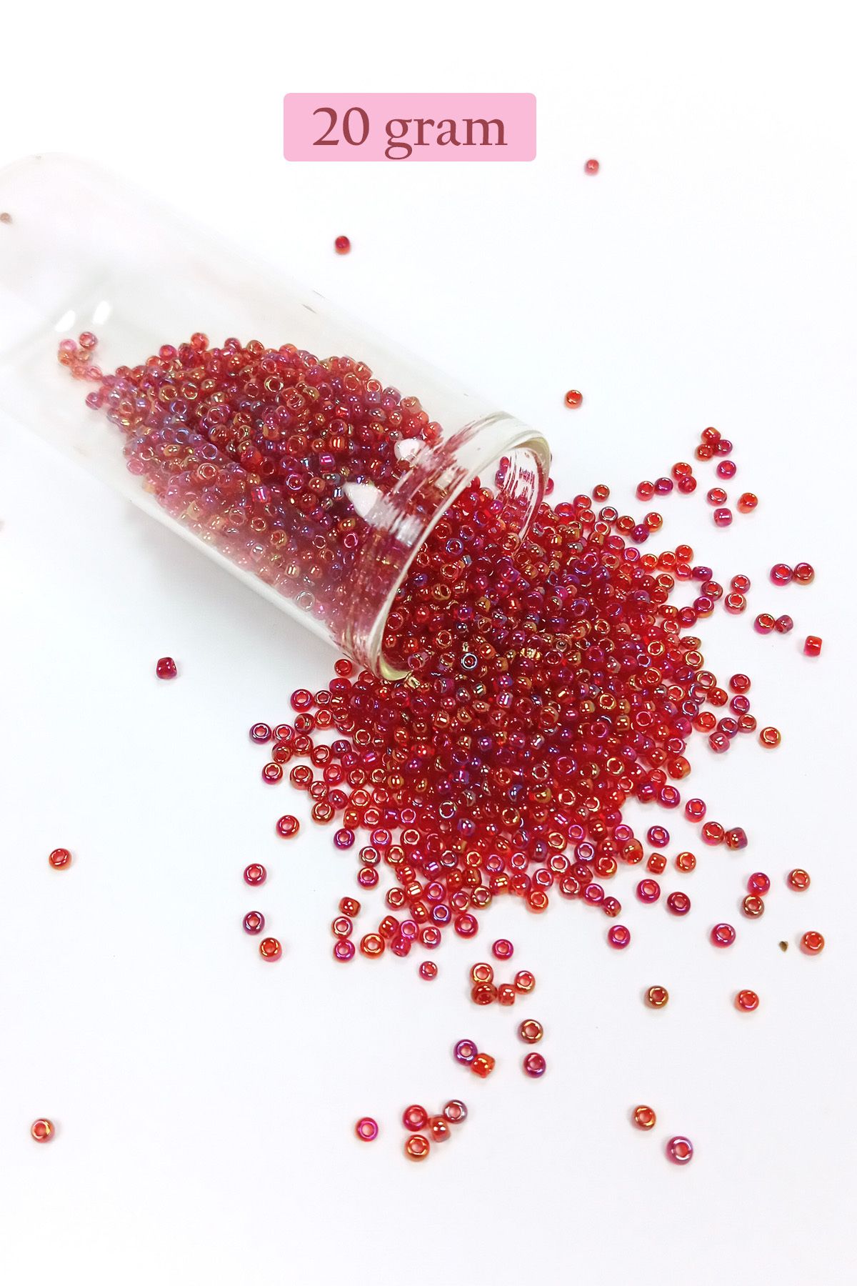 Angoravi Dökme Cam Kum Boncuk (11/0) 2 mm - 20 Gram - Morlu Kırmızı - BNC028