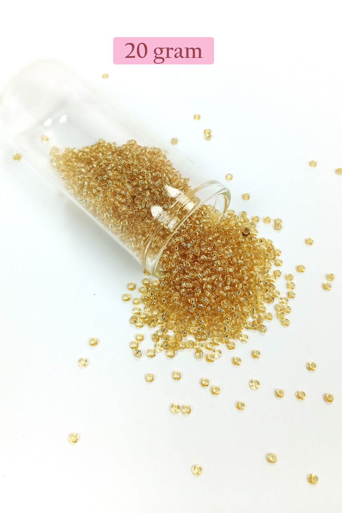 Angoravi Dökme Cam Kum Boncuk (11/0) 2 mm - 20 Gram - Şeffaf Bal Rengi - BNC033