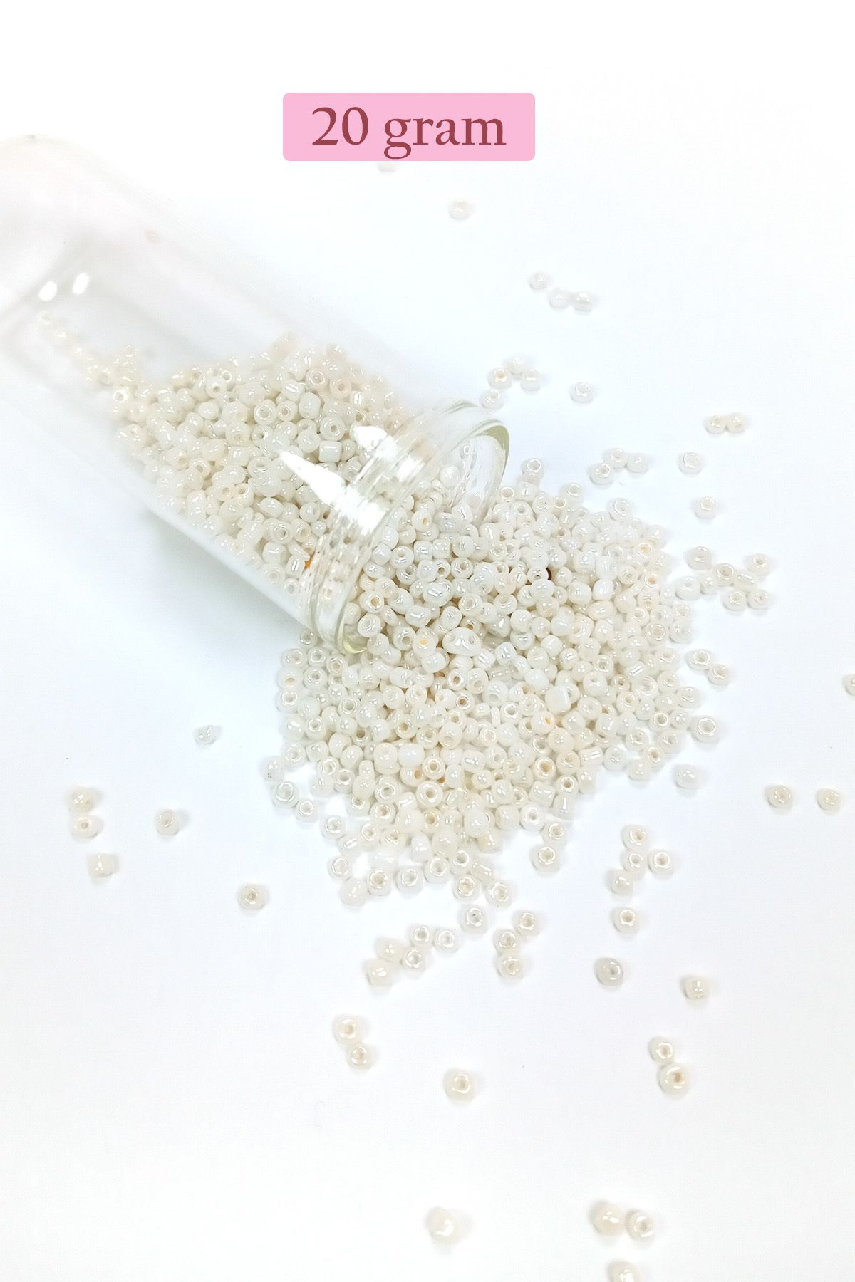 Kapamarka Dökme Cam Kum Boncuk (11/0) 2 mm - 20 Gram - Parlak Beyaz - BNC030