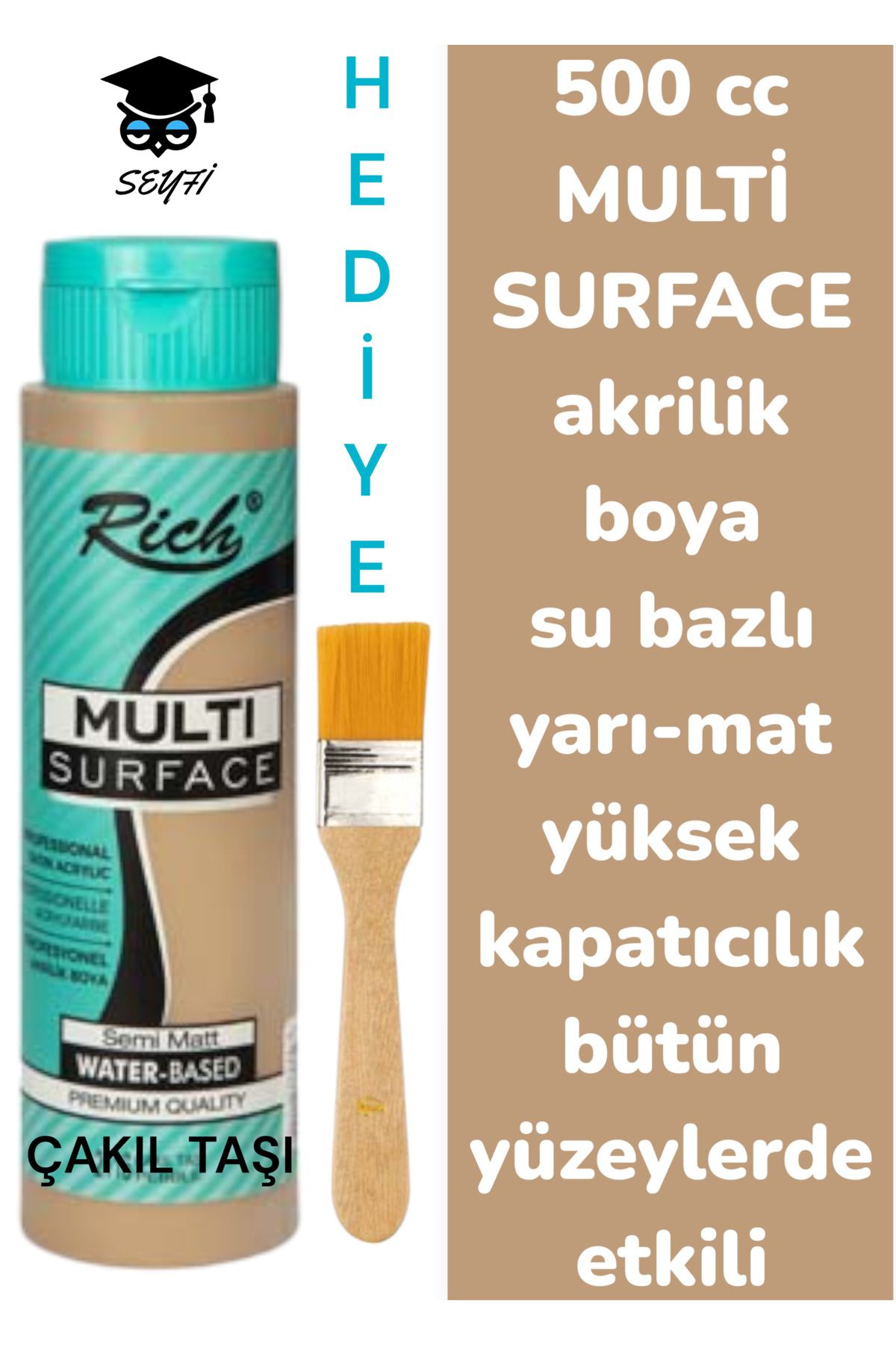 SEYFİKİRTASİYE MULTİ SURFACE AKRİLİK BOYA 500 CC-TÜM YÜZEYLERDE İDEAL-SU BAZLI-YÜKSEK KAPATICI PİGMENT-YARI MAT